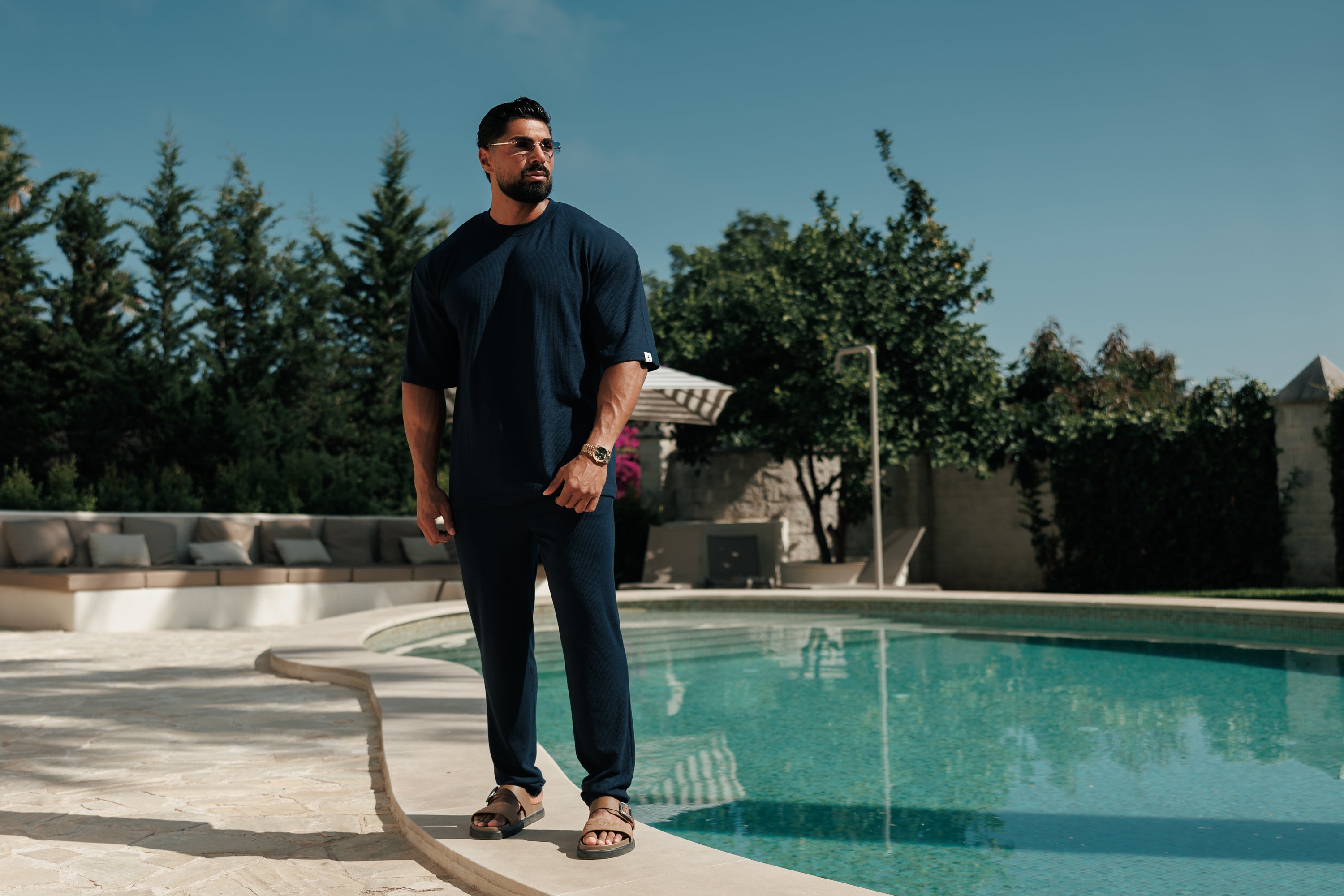 Jersey Cord Slim Navy Trousers - FSR087