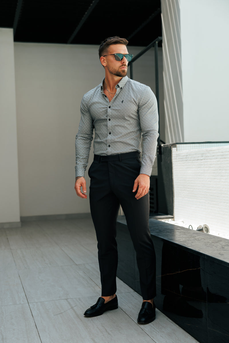 Father Sons Relaxed Formal Black Stretch Trousers - FSTR020 RELAXED