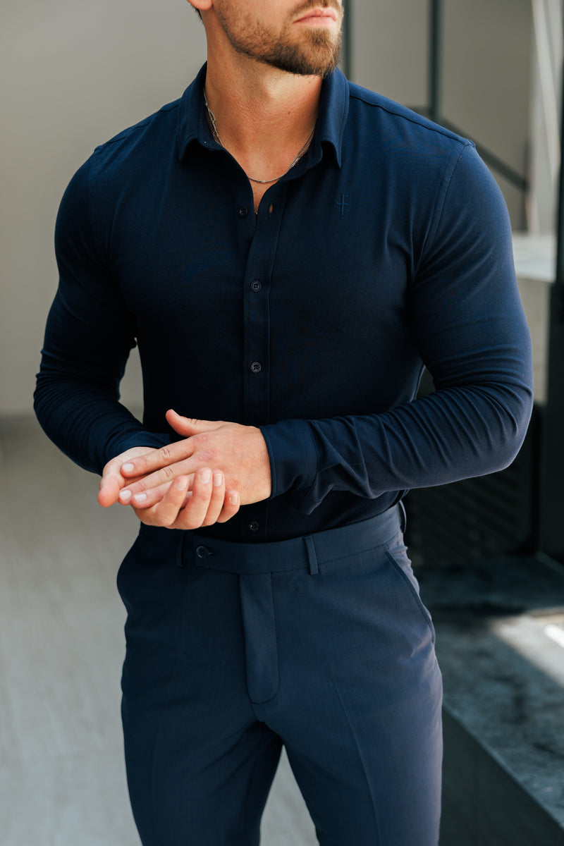 Father Sons Fitted Navy Long Sleeve Jersey - FSD006