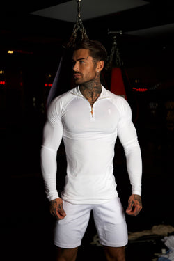 Father Sons Long Sleeve White / Gold Half Zip Gym Top - FSH889