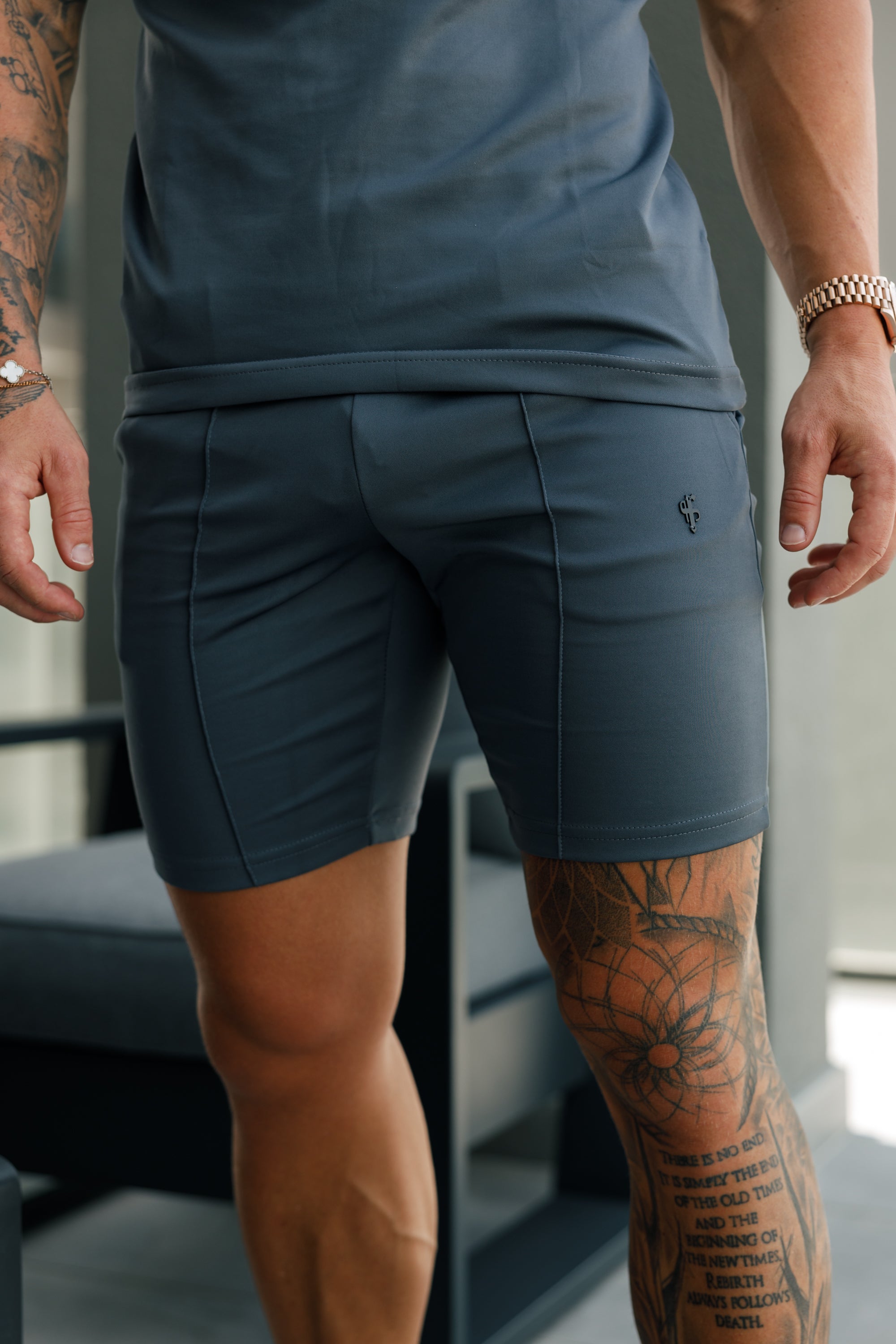 Scuba Charcoal / Black Elasticated Drawstring Pintuck Shorts - FSH1112