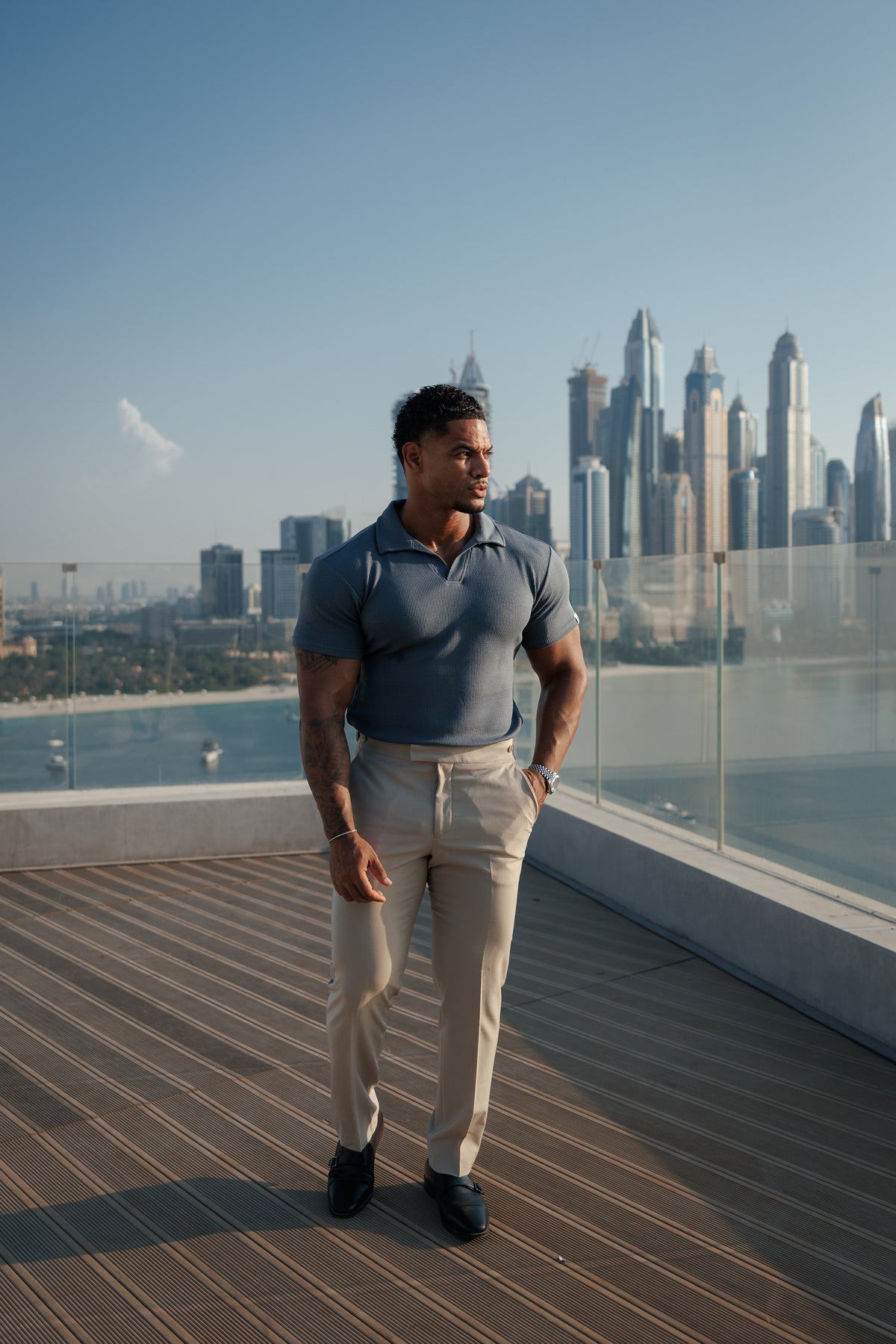 Gunmetal Jersey Cord Revere Polo Short Sleeve - FSR153