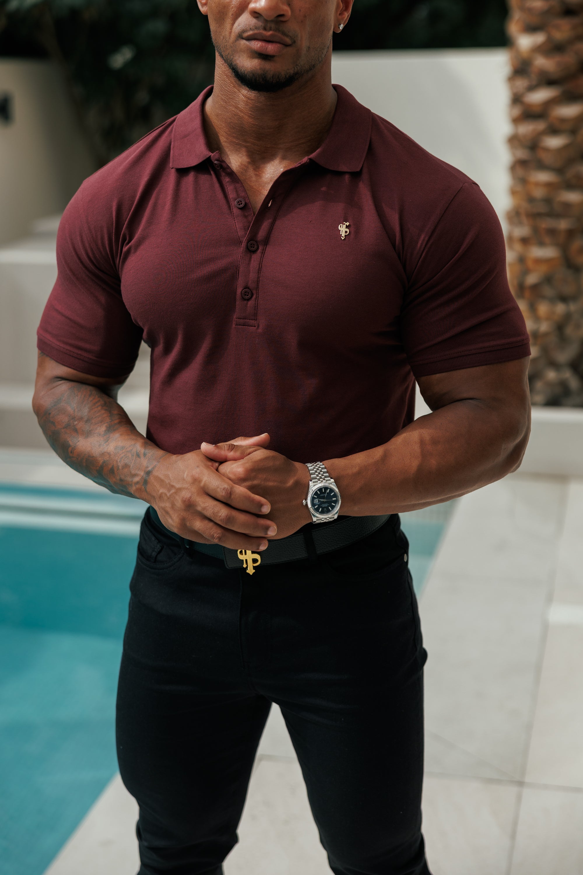 Burgundy / Gold Polo Shirt - FSH1407