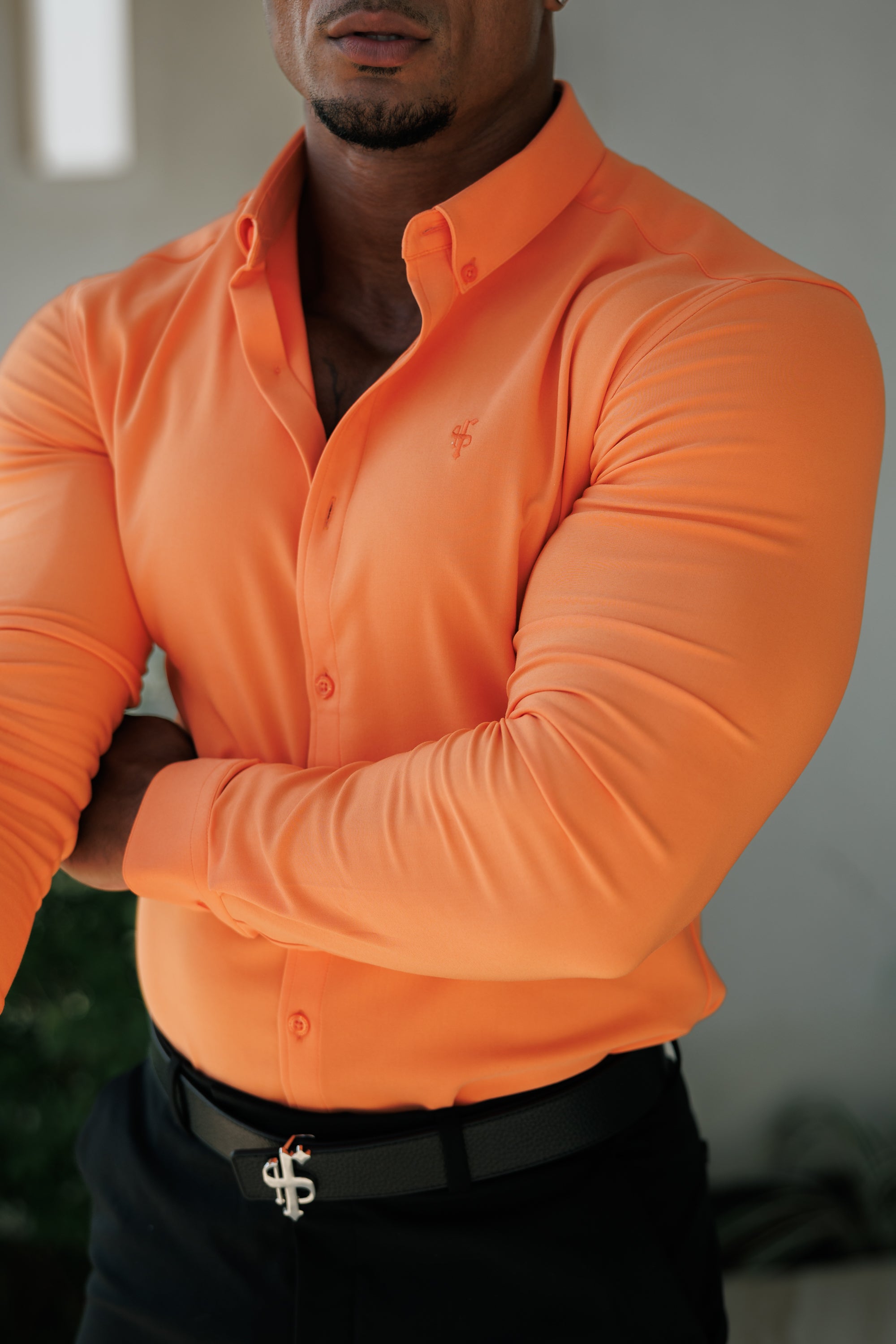 Super Slim LS Orange Scuba with Button Down Collar - FS1114