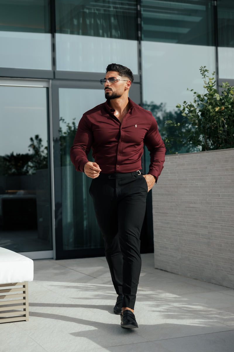 burgundy dress shirt with jeans 20+ Different dark red color men's outfit combinations and ideas