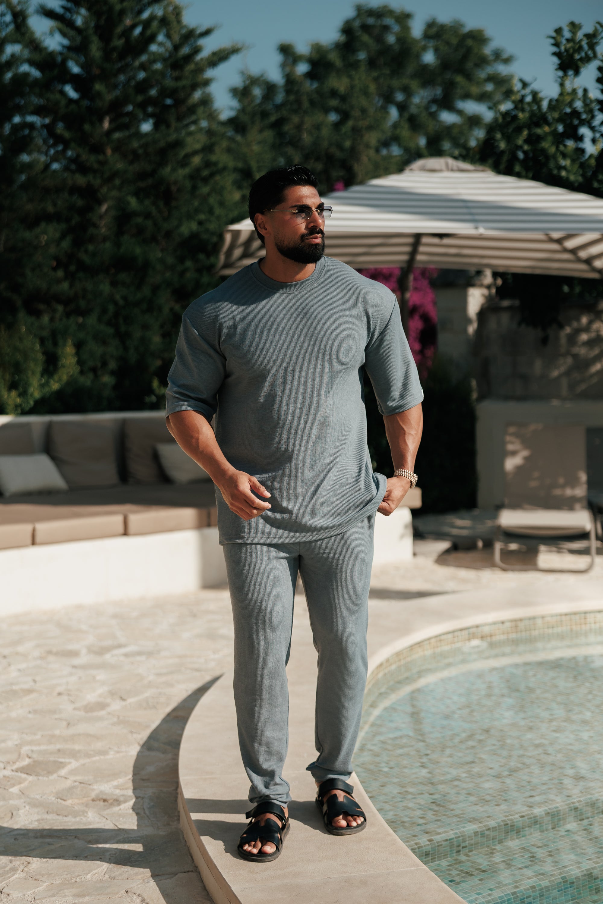 Jersey Cord Gunmetal Oversized T-Shirt - FSR108