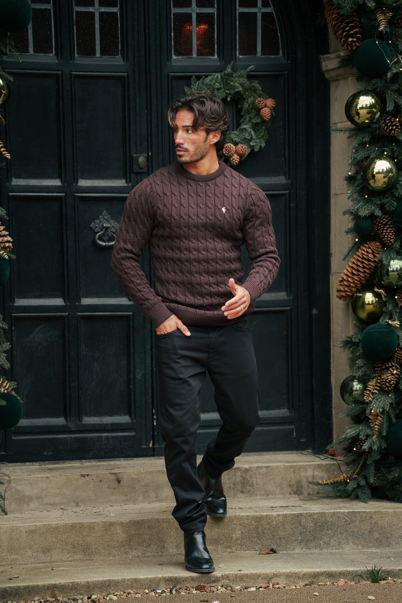 Father Sons Link Weave Knit Brown Crew Neck Jumper - FSJ141