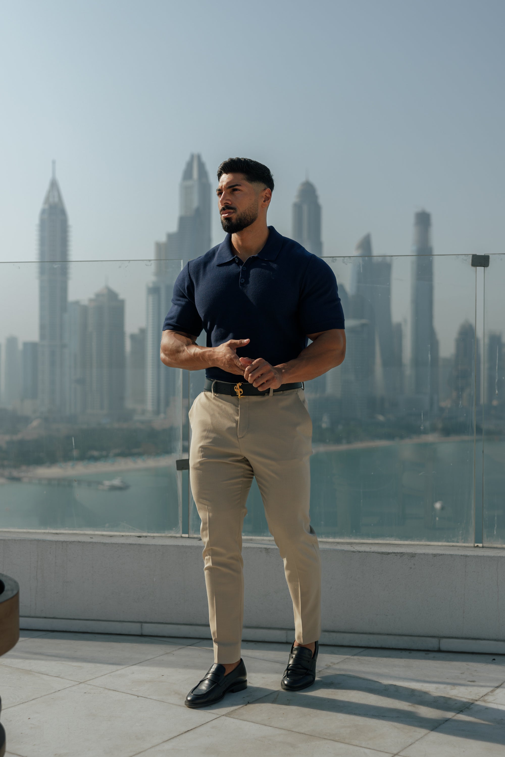 Classic Plain Navy Knitted Polo Short Sleeve - FSN109