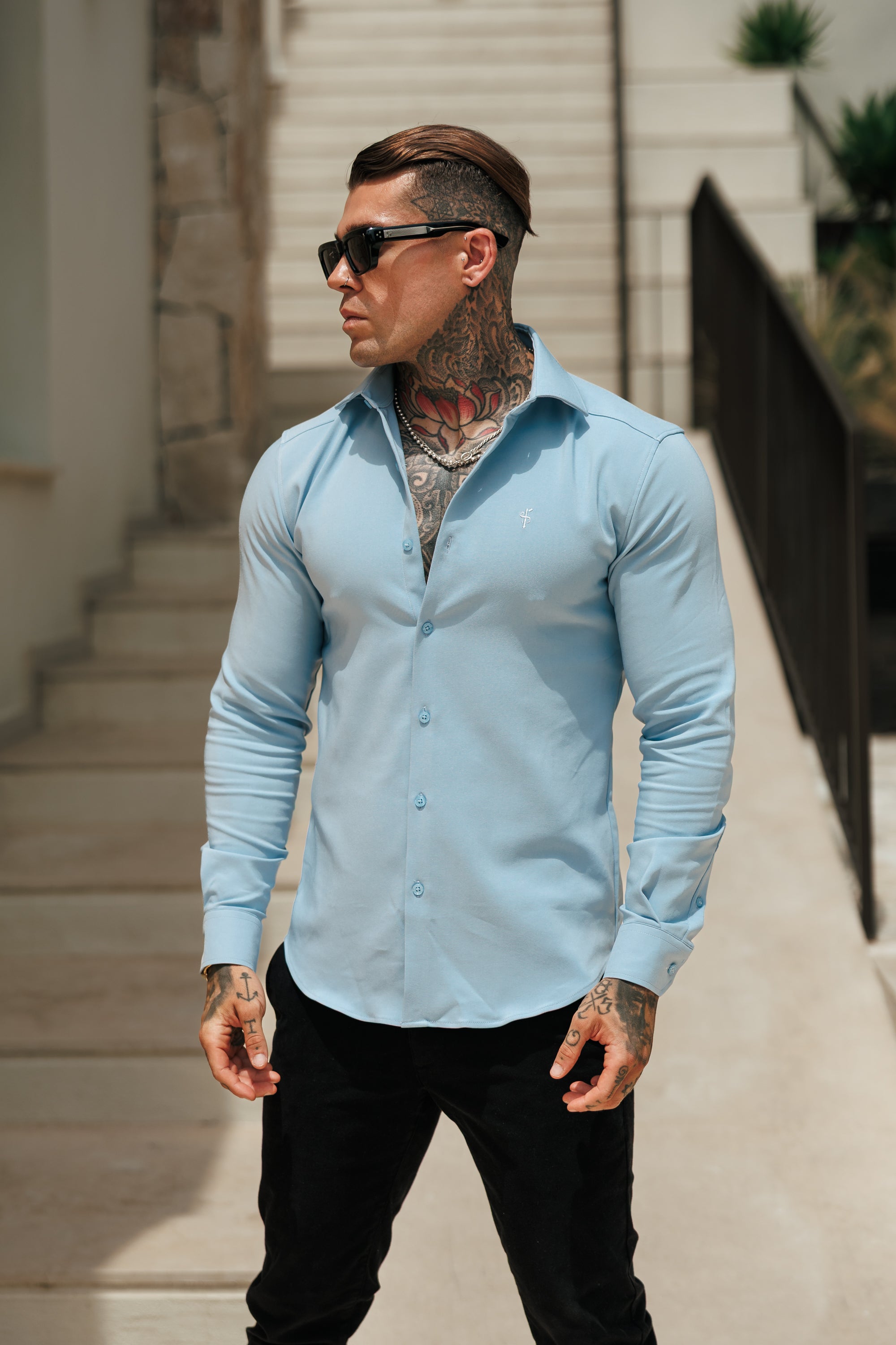 Classic Scuba Light Blue Long Sleeve Stretch with Cutaway Collar - FS1239