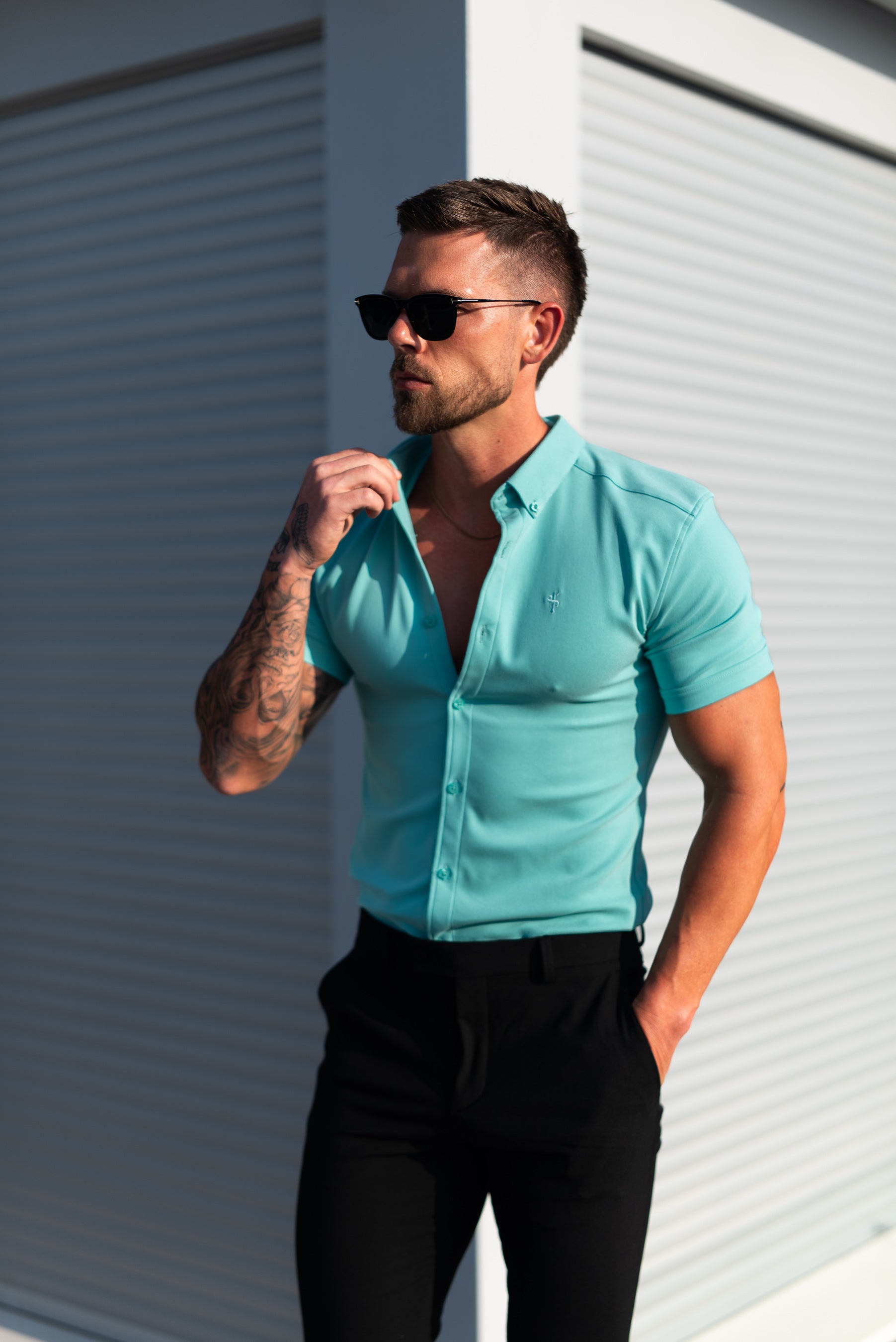 Super Slim SS New Mint Scuba with Button Down Collar - FS1117