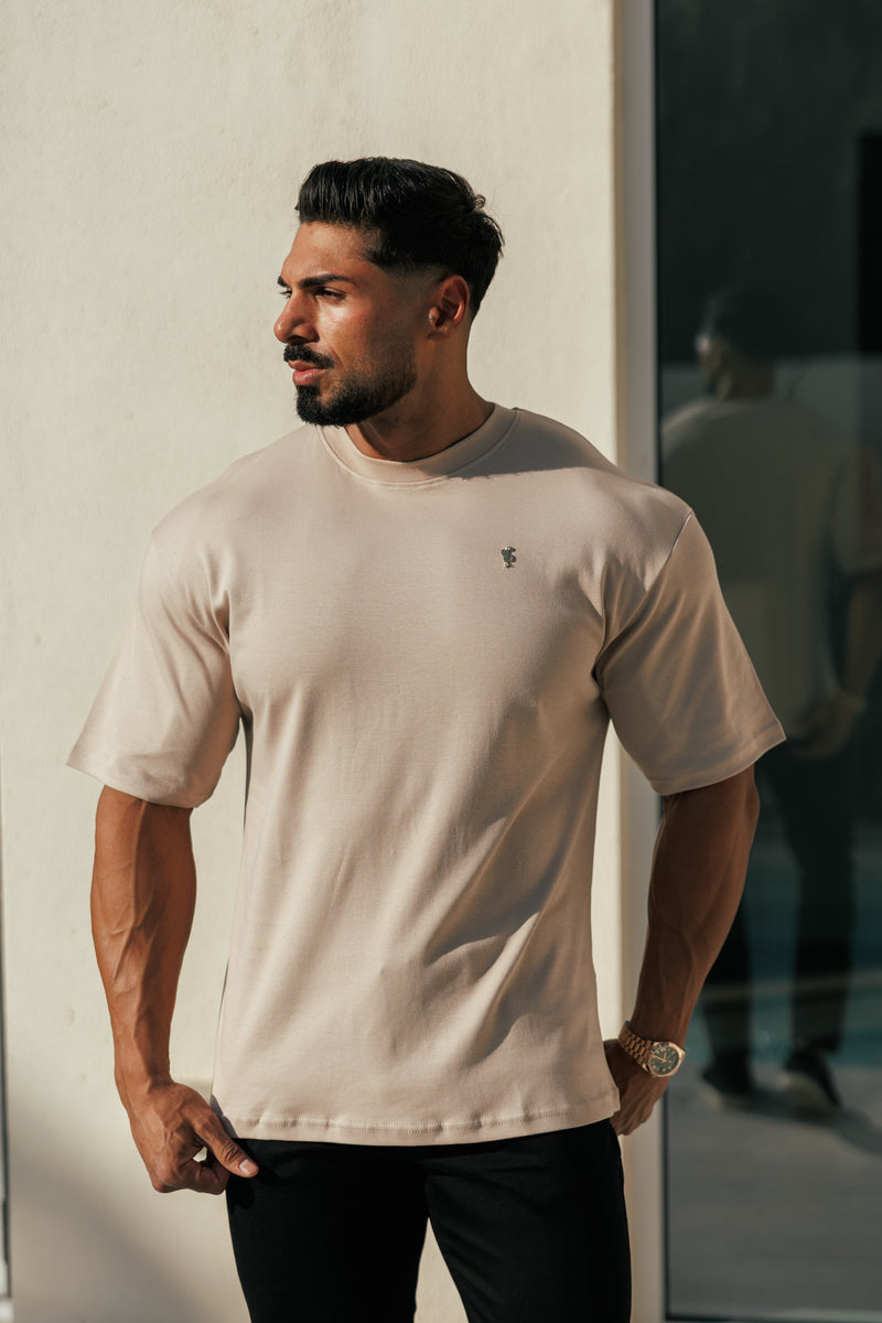 Father Sons Classic Beige / Gold Oversized Crew T Shirt - FSH1420