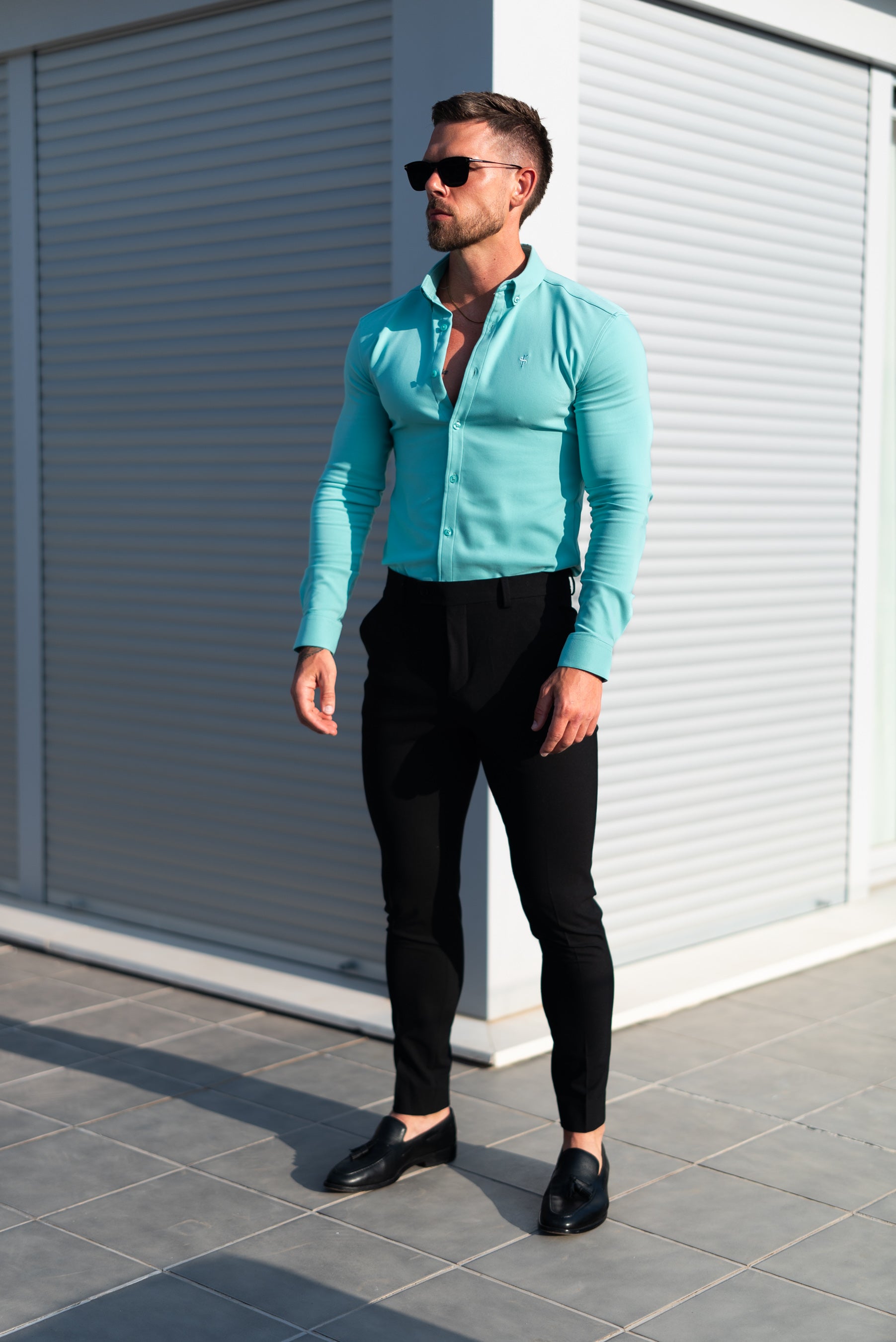 Super Slim LS New Mint Scuba with Button Down Collar - FS1116