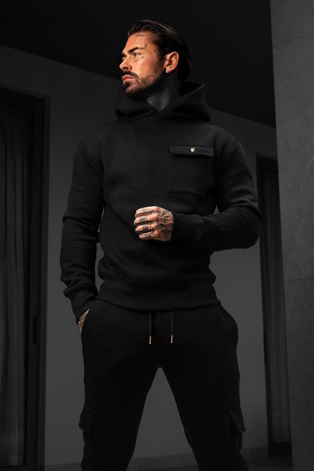 Black / Gold Cargo Hoodie - FSR028