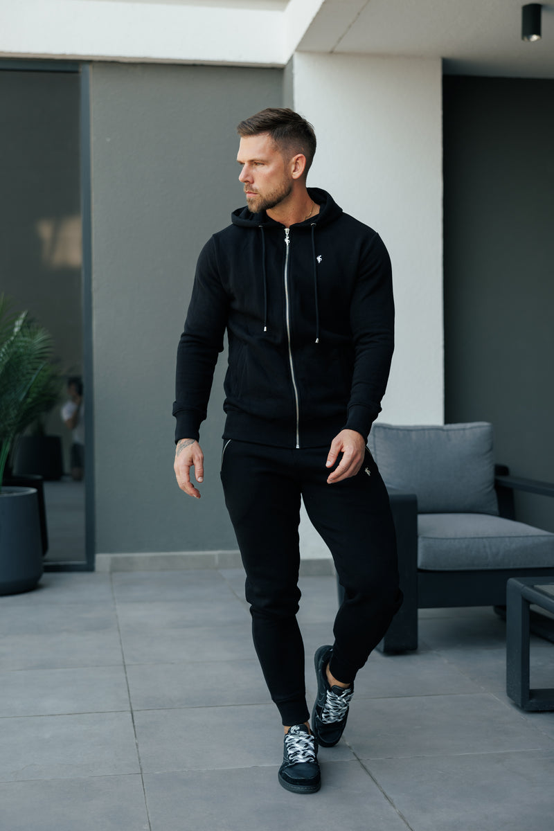 FS Black / Silver Full Zip Hoodie with Pockets - FSH1247