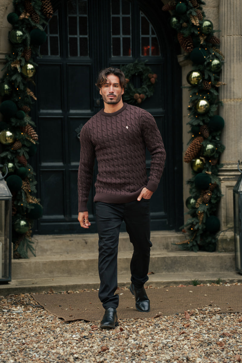 Father Sons Link Weave Knit Brown Crew Neck Jumper - FSJ141