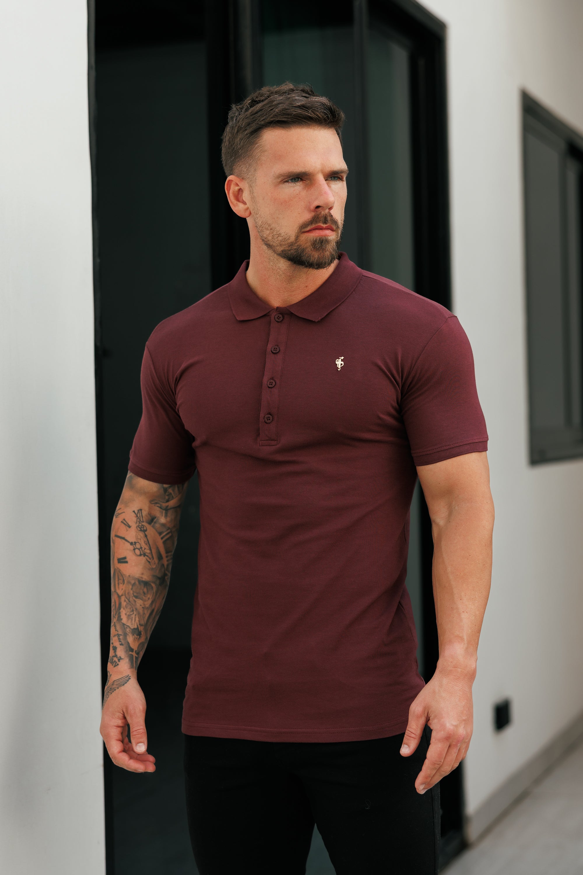 Burgundy / Gold Polo Shirt - FSH1407