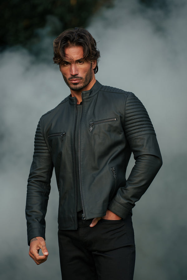 Father Sons Black Bomber Leather Jacket - FSH1436