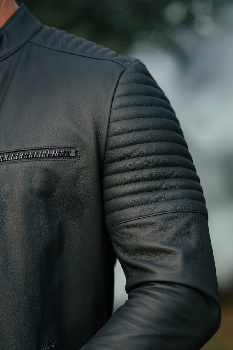 Father Sons Black Bomber Leather Jacket - FSH1436