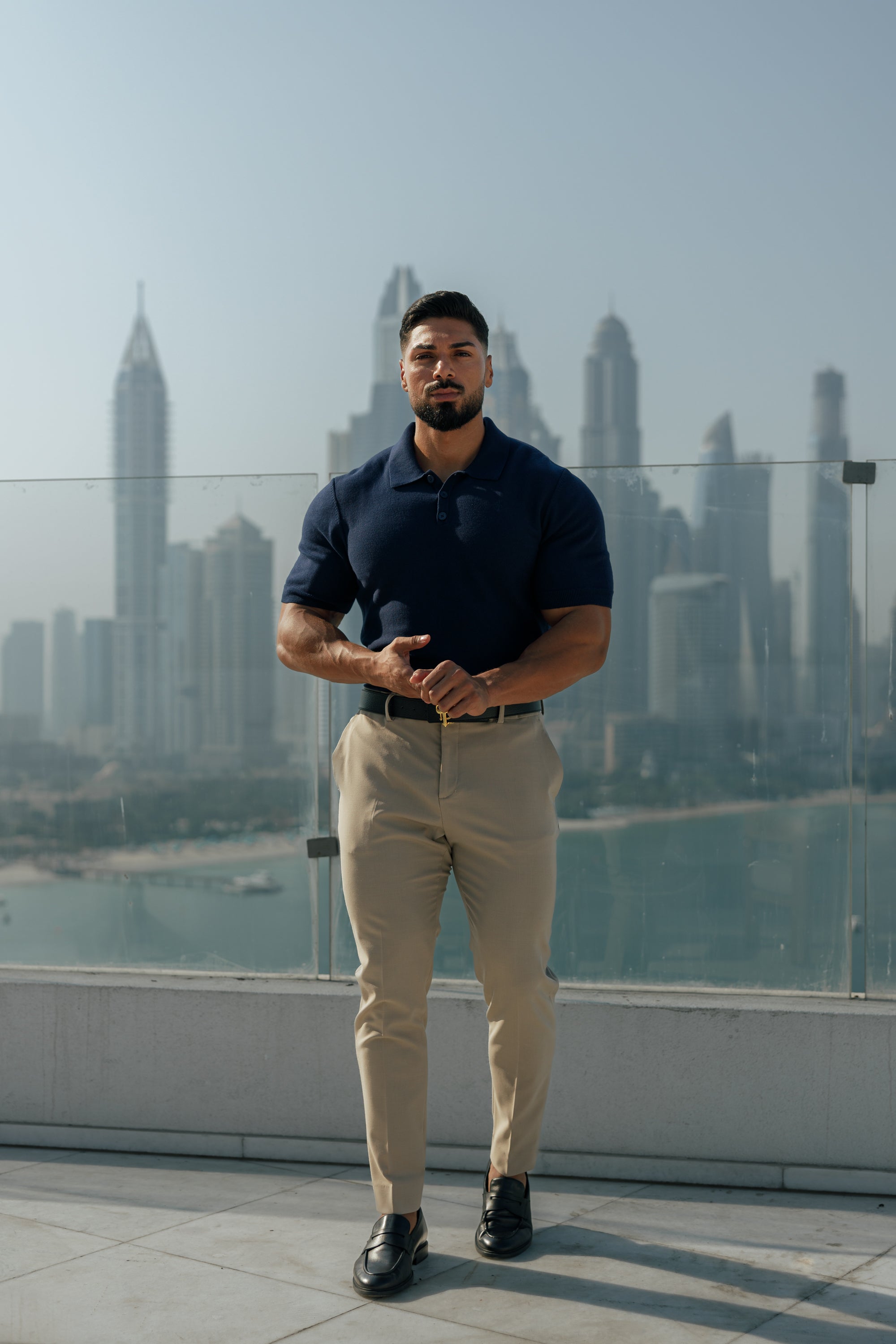 Classic Plain Navy Knitted Polo Short Sleeve - FSN109