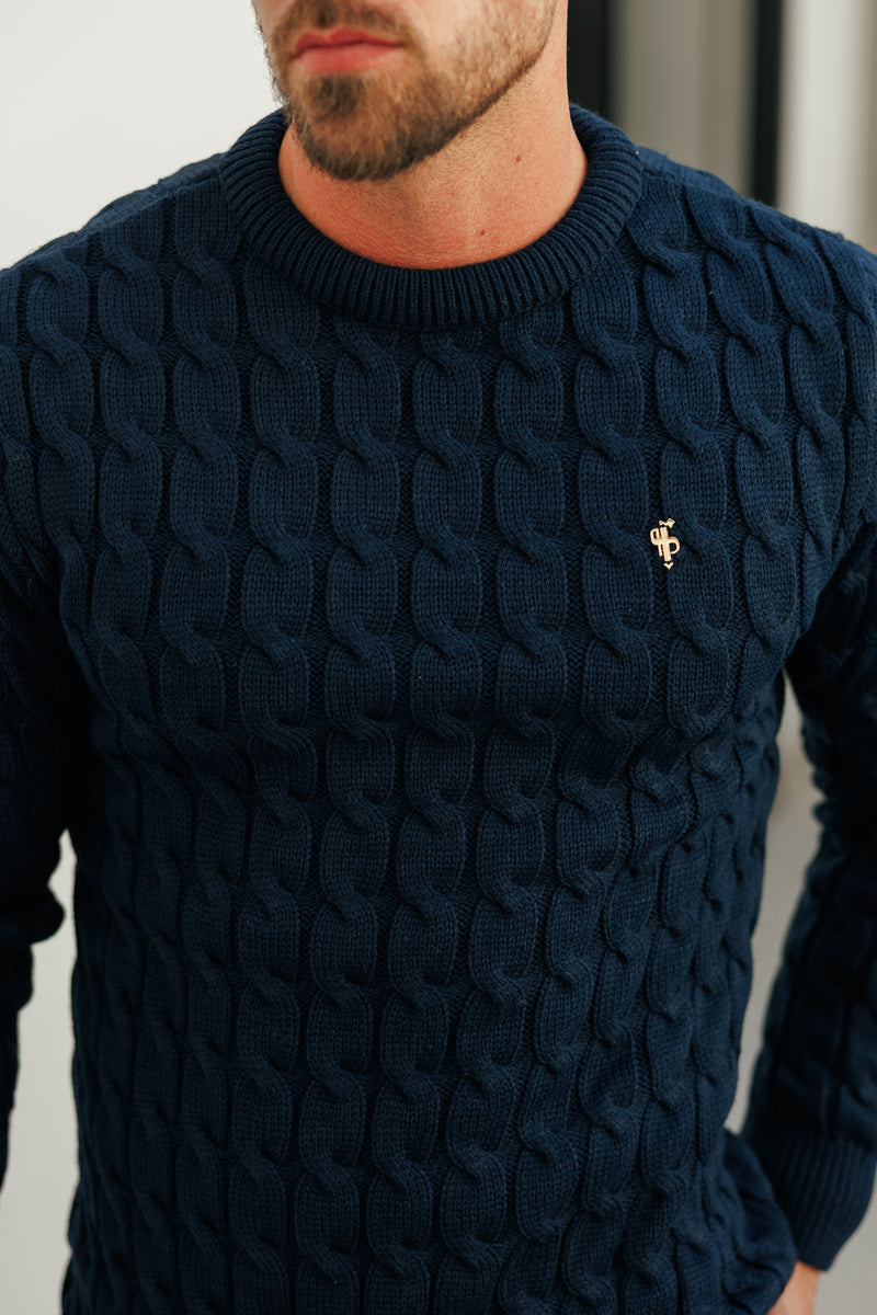 Father Sons Link Weave Knit Navy Crew Neck Jumper - FSJ125