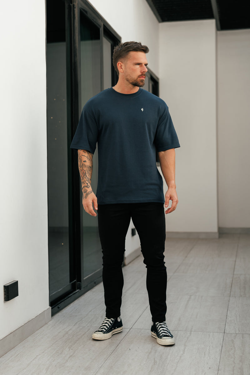 Father Sons Classic Navy / Gold Oversized Crew T Shirt - FSH1422