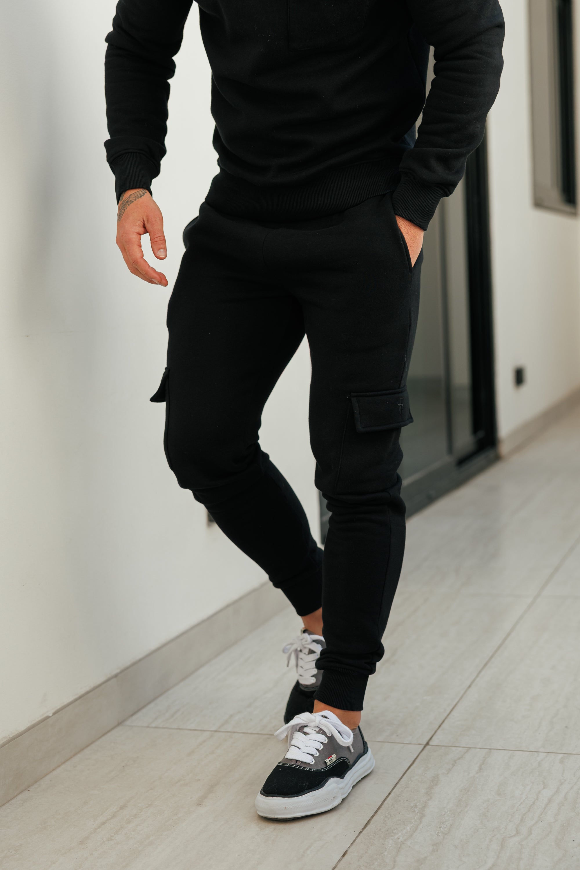 Black Cargo Tracksuit Bottoms - FSR031