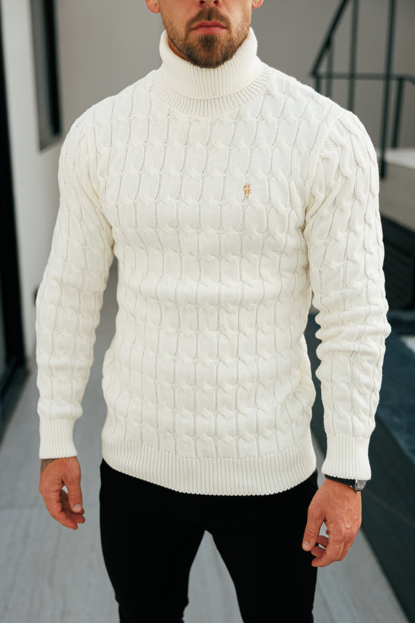 Father Sons Link Weave Knit Cream Roll Neck Jumper - FSJ102