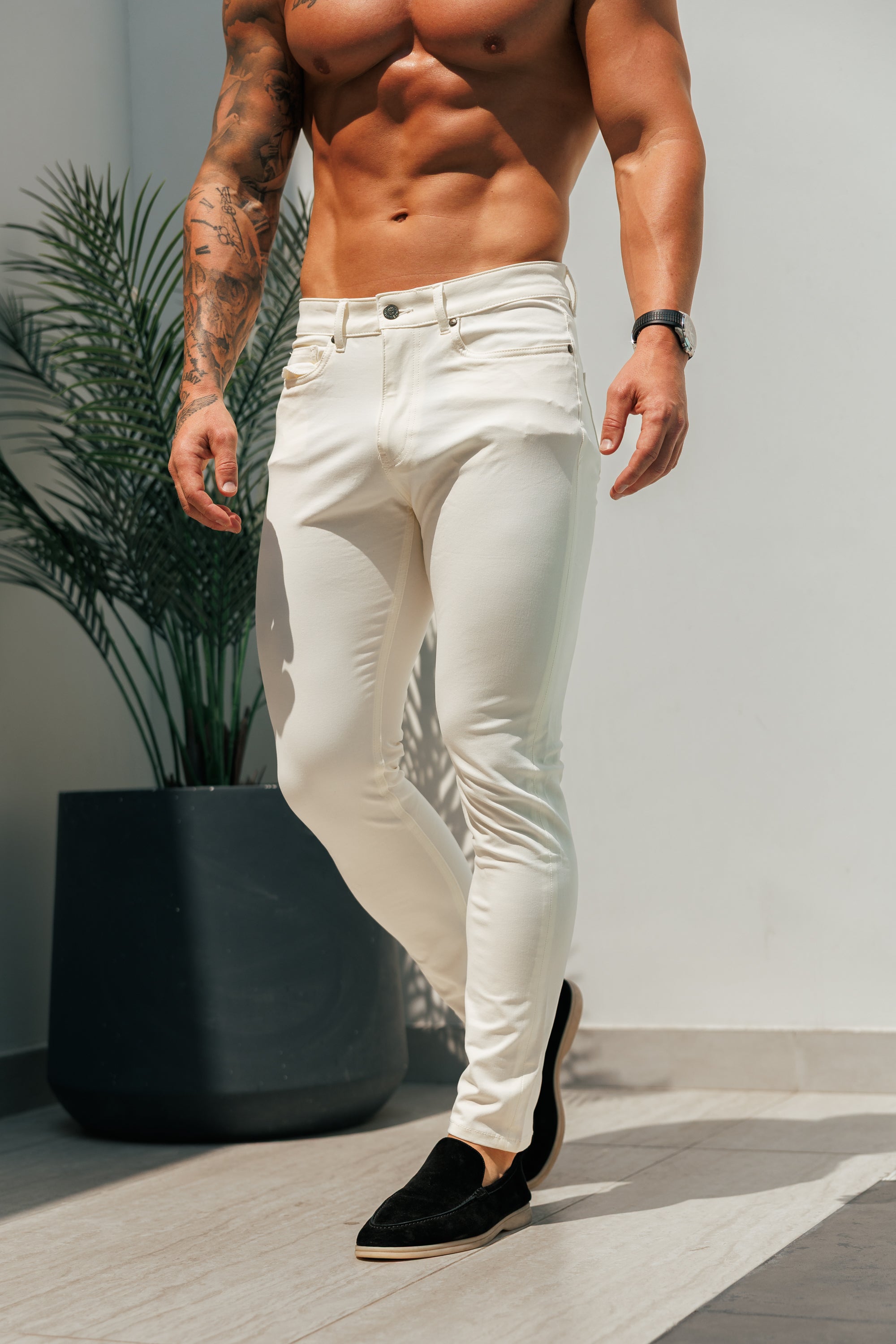 Ultra Stretch Cream Relaxed Jeans - FSJEAN009