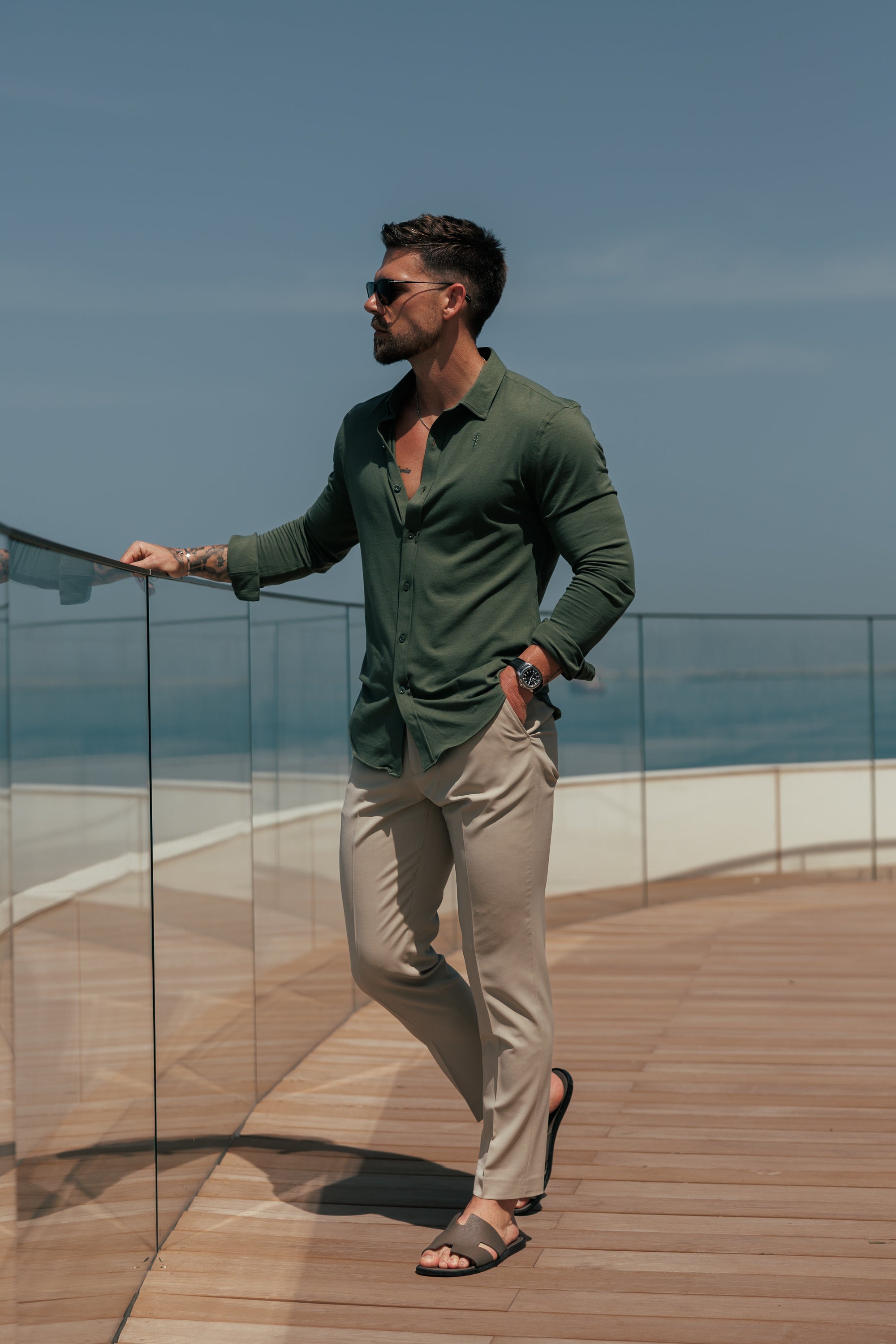 Fitted Khaki Long Sleeve Jersey - FSD003