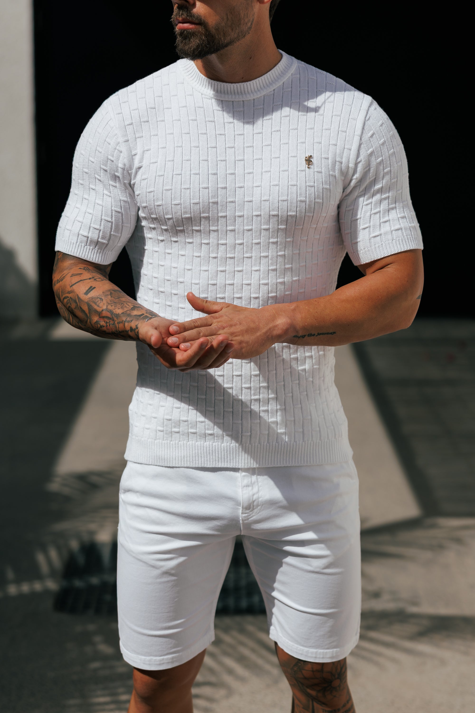 White Viscose Knitted Short Sleeve T-Shirt - FSJ160