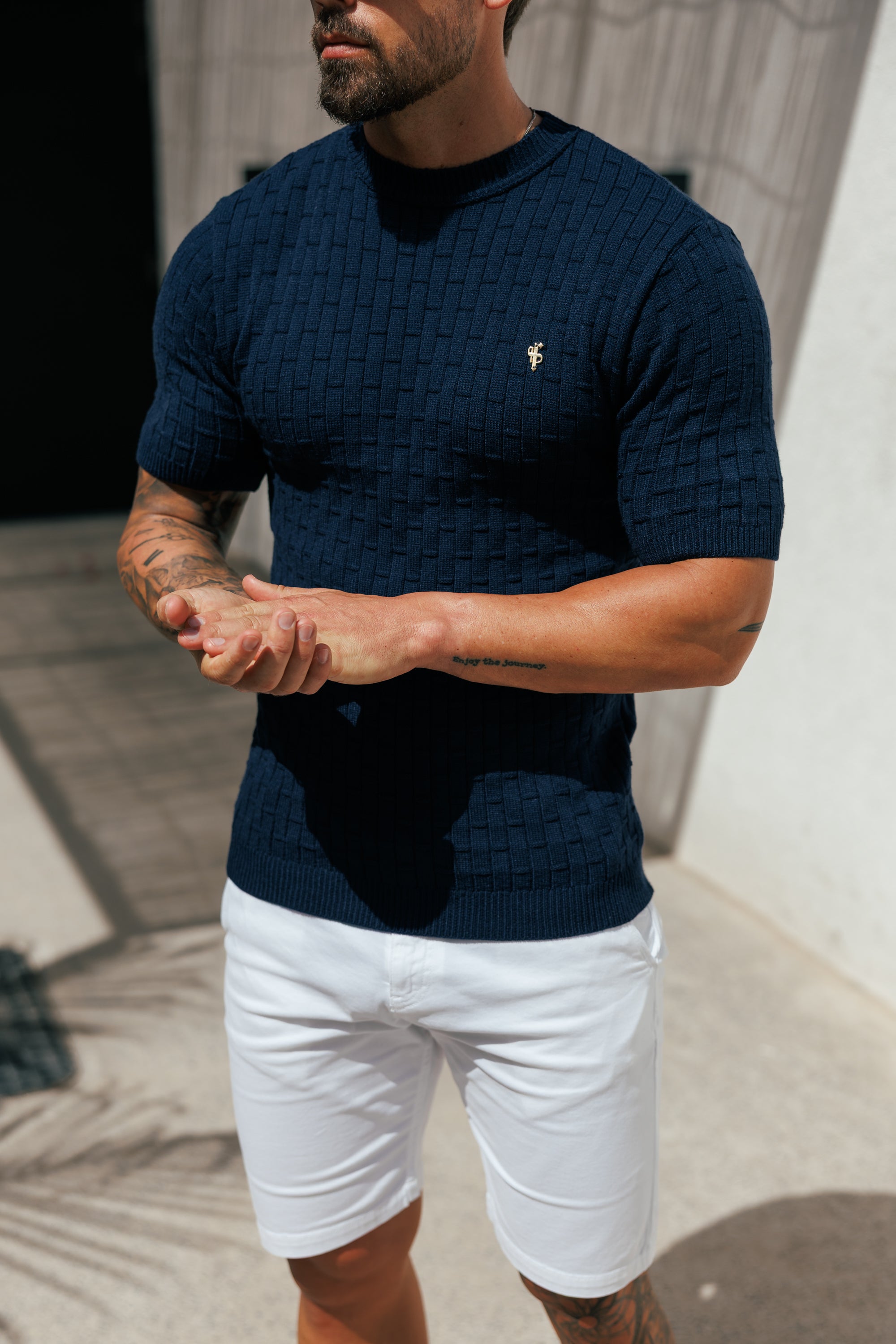Grid Knitted SS T-shirt