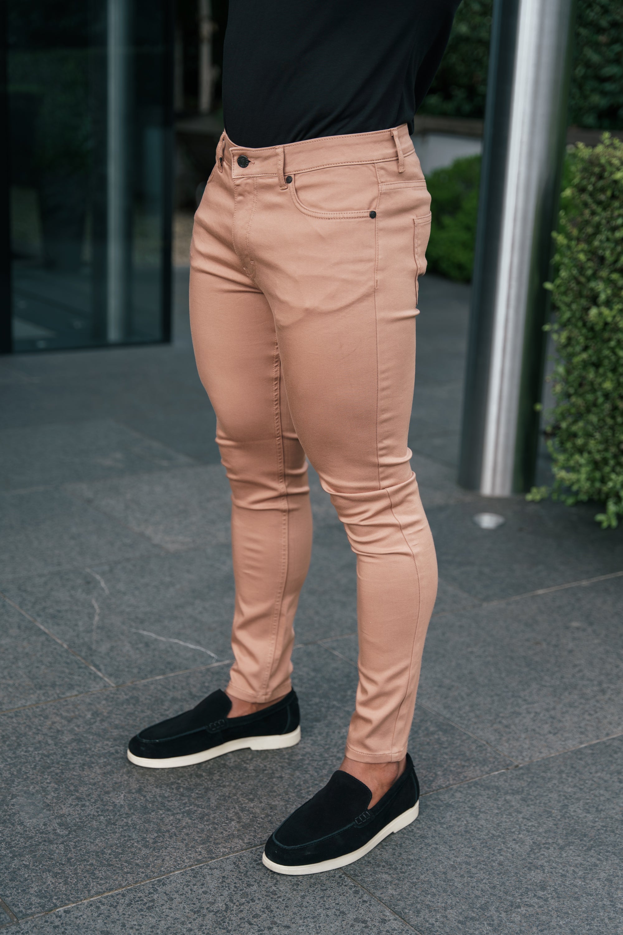 Slim Stretch Coffee Sateen Trousers - FSH1146