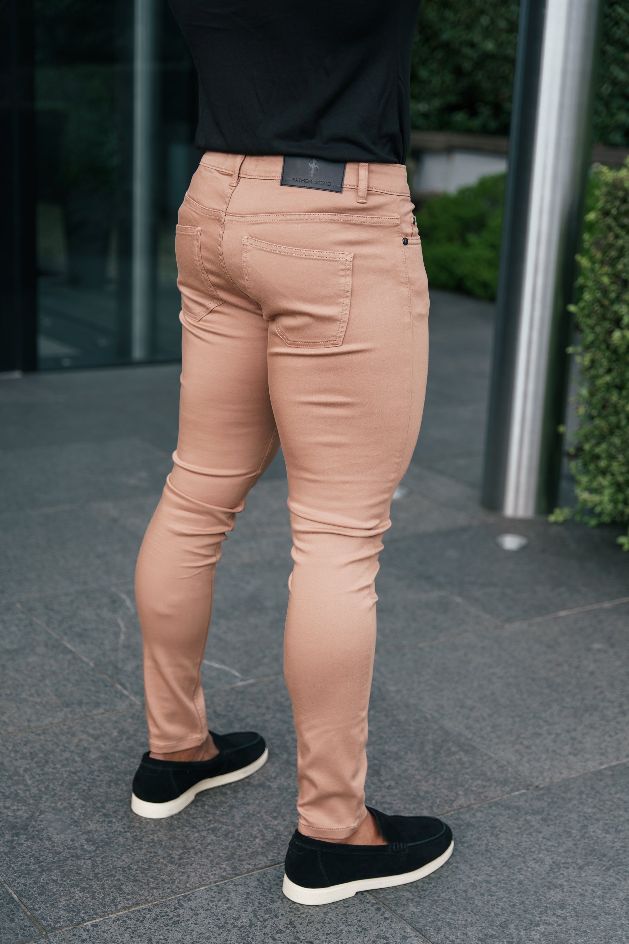 Slim Stretch Coffee Sateen Trousers - FSH1146