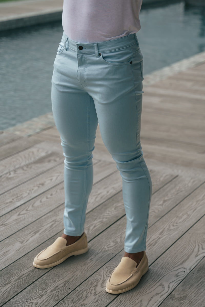 FS Slim Stretch Pale Blue Sateen Trousers - FSH1147