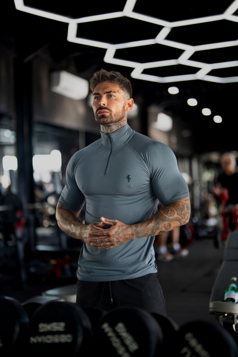 FS SS Charcoal Half Zip Gym Top - FSH1315