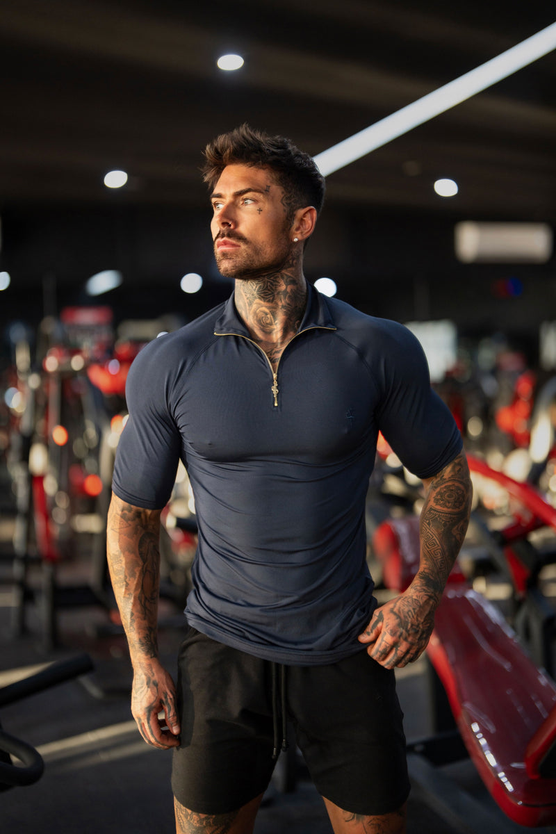 FS SS Navy Half Zip Gym Top - FSH1312