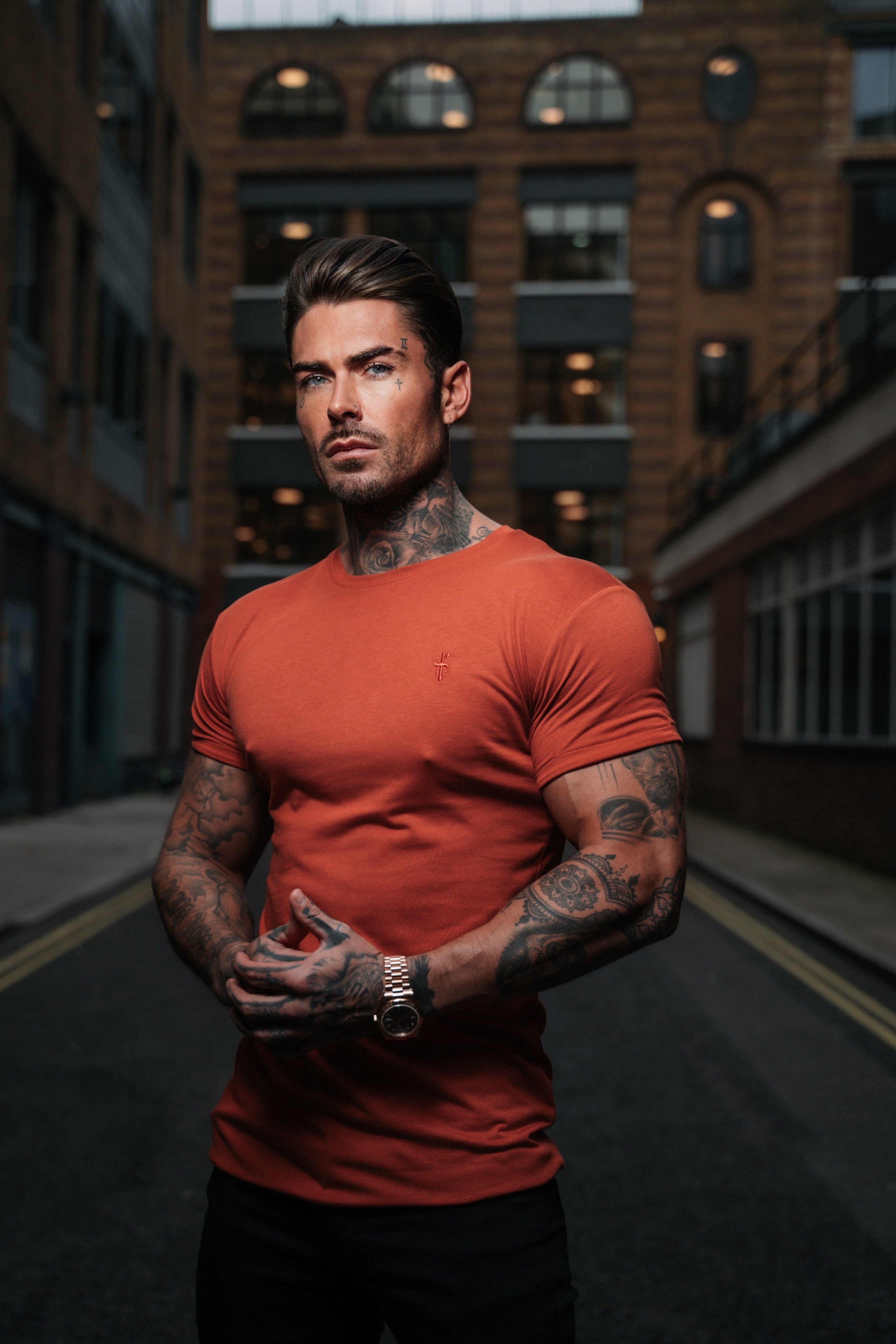 Rust Bamboo Crew with Tonal Embroidery - FSH921