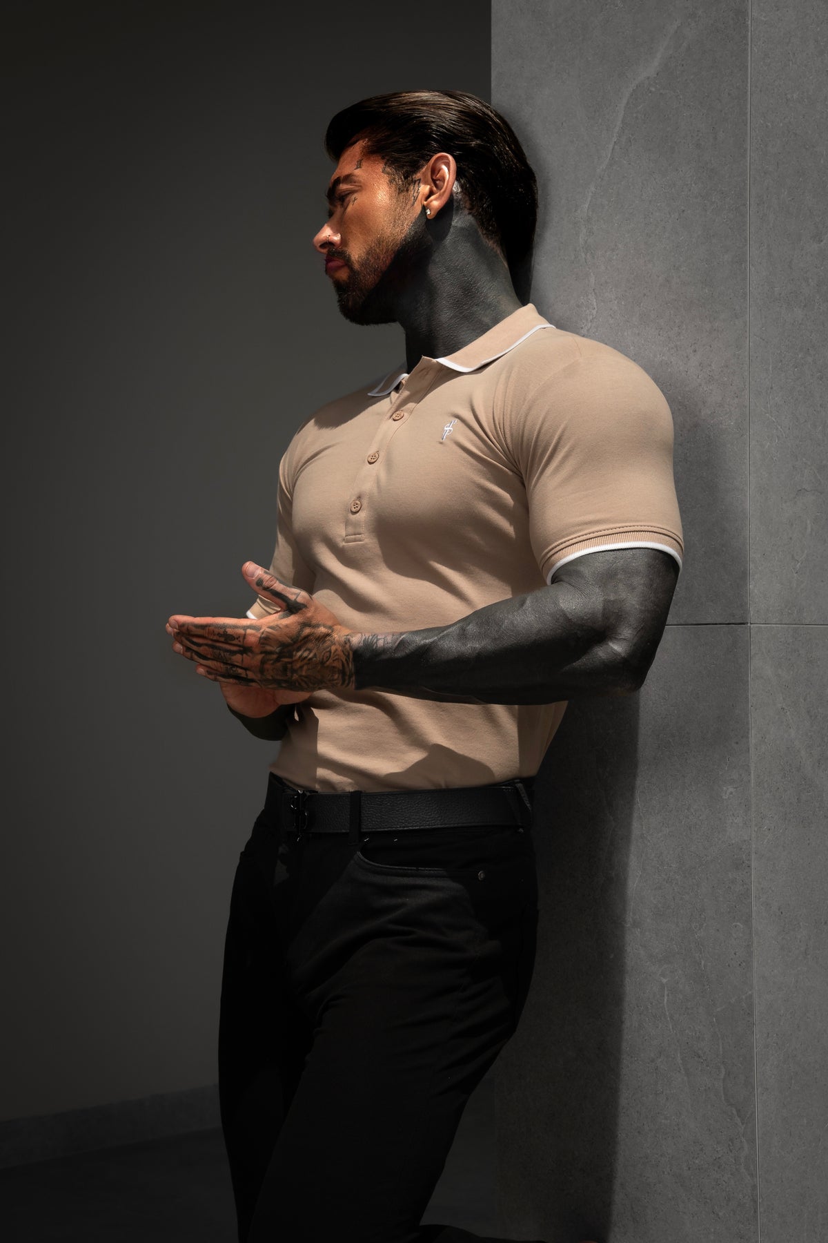 Beige Polo with FS Elastic Sleeve Branding - FSH1554