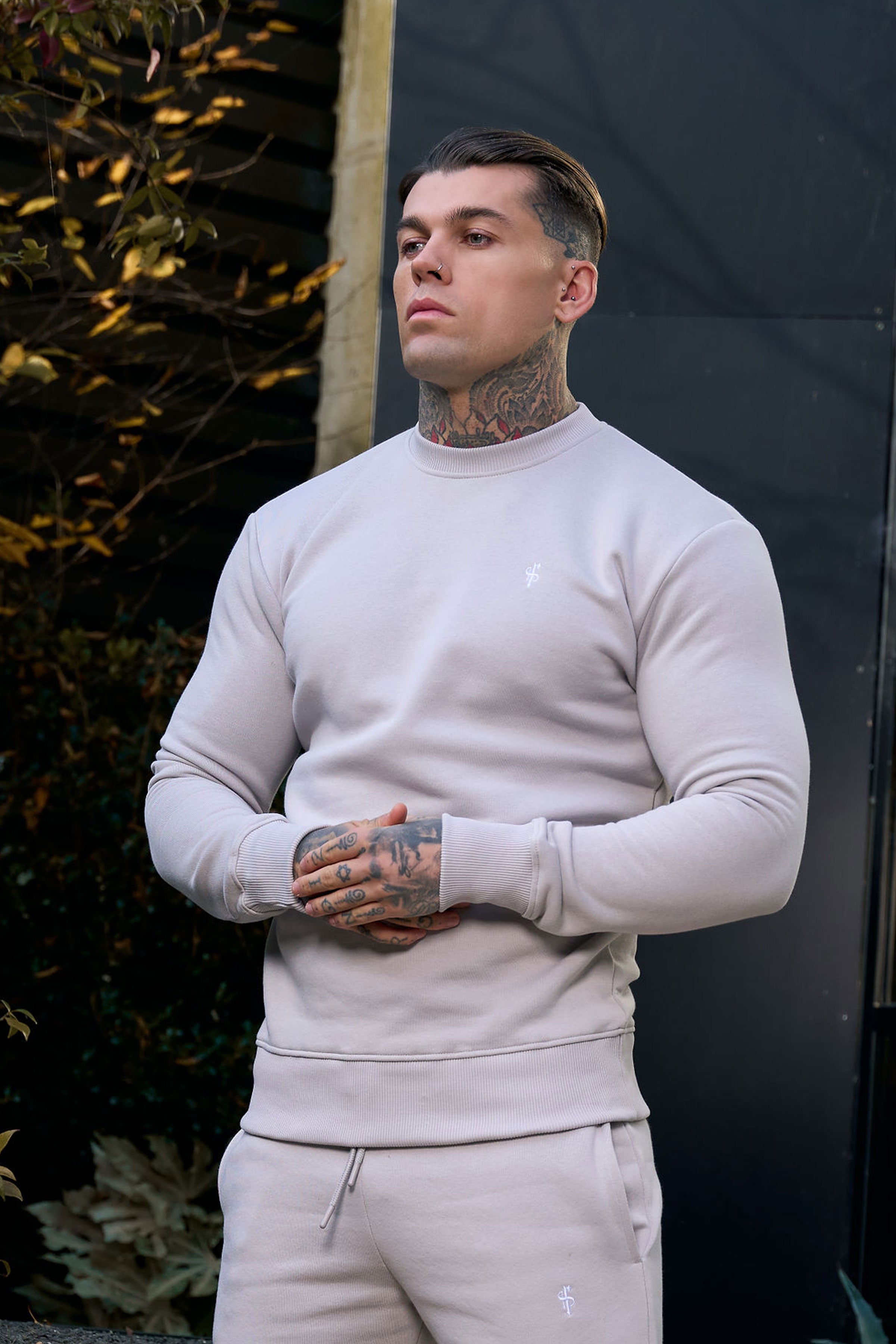 Plain Light Grey Crew Jumper With FS Branding - FSH1184