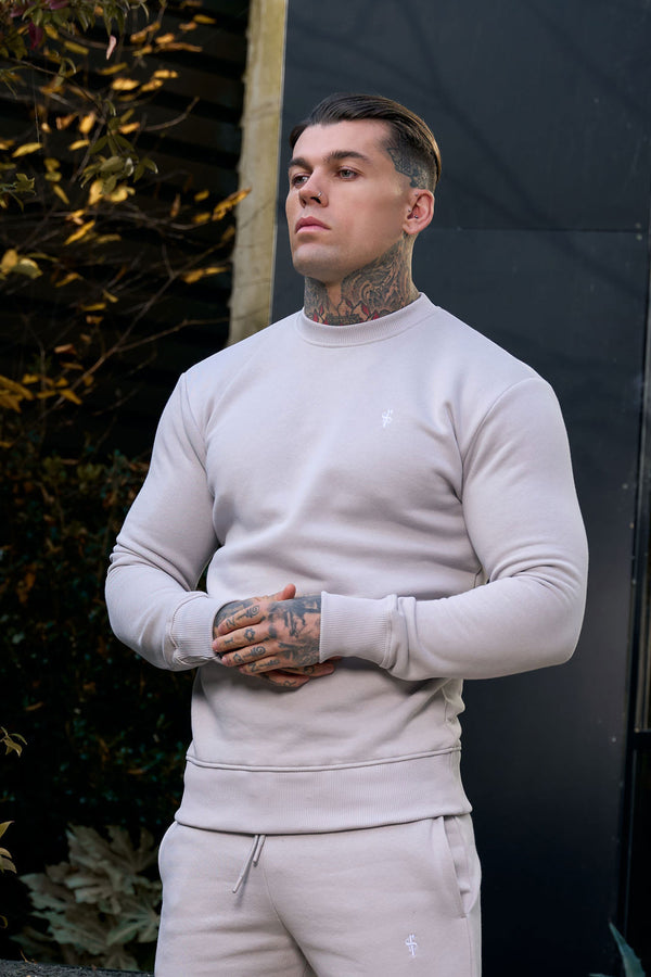 FS Plain Light Grey Crew Jumper With FS Branding - FSH1184
