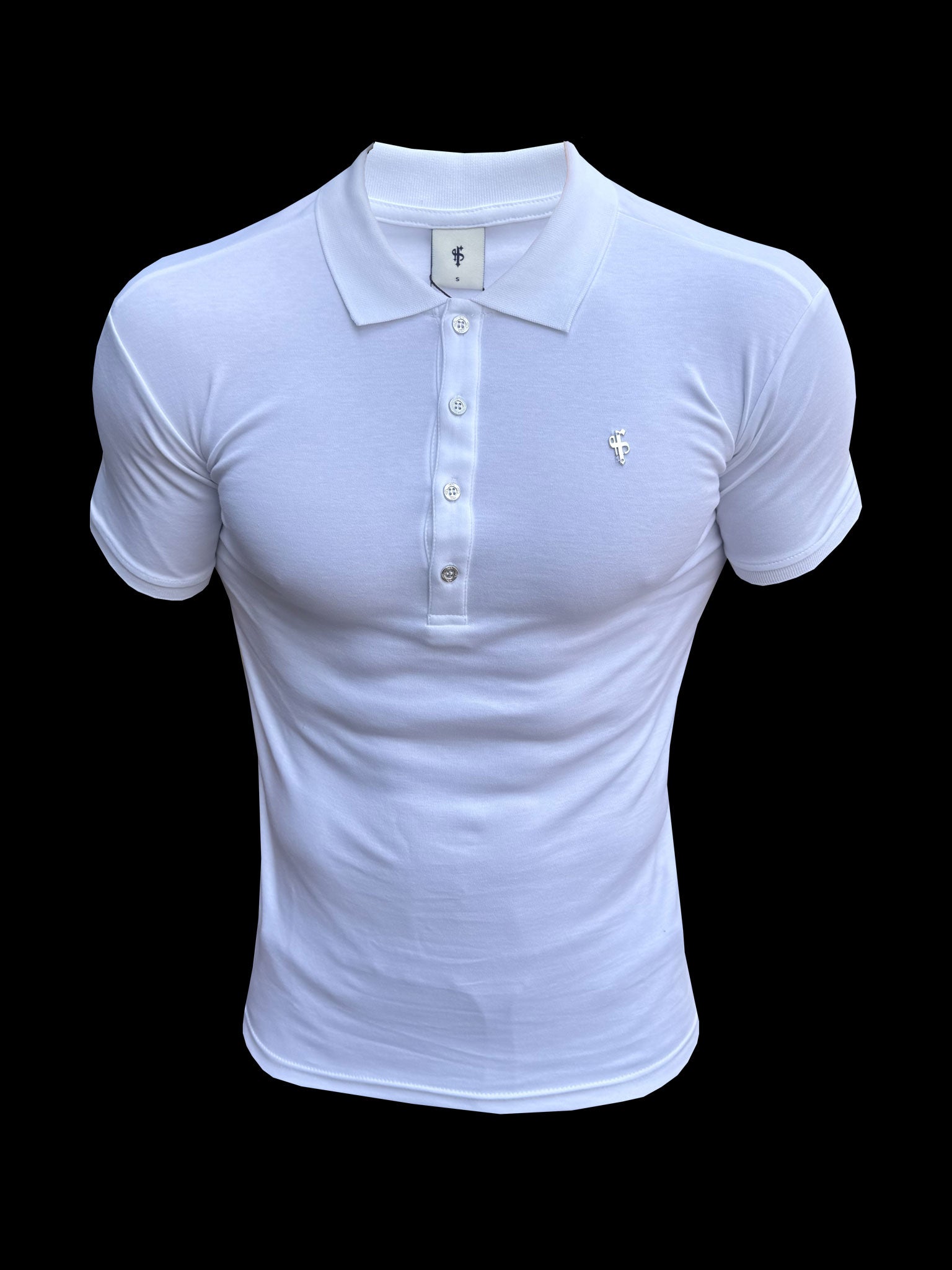 Classic White / Silver Pima Cotton Polo Short Sleeve  - FSH1547