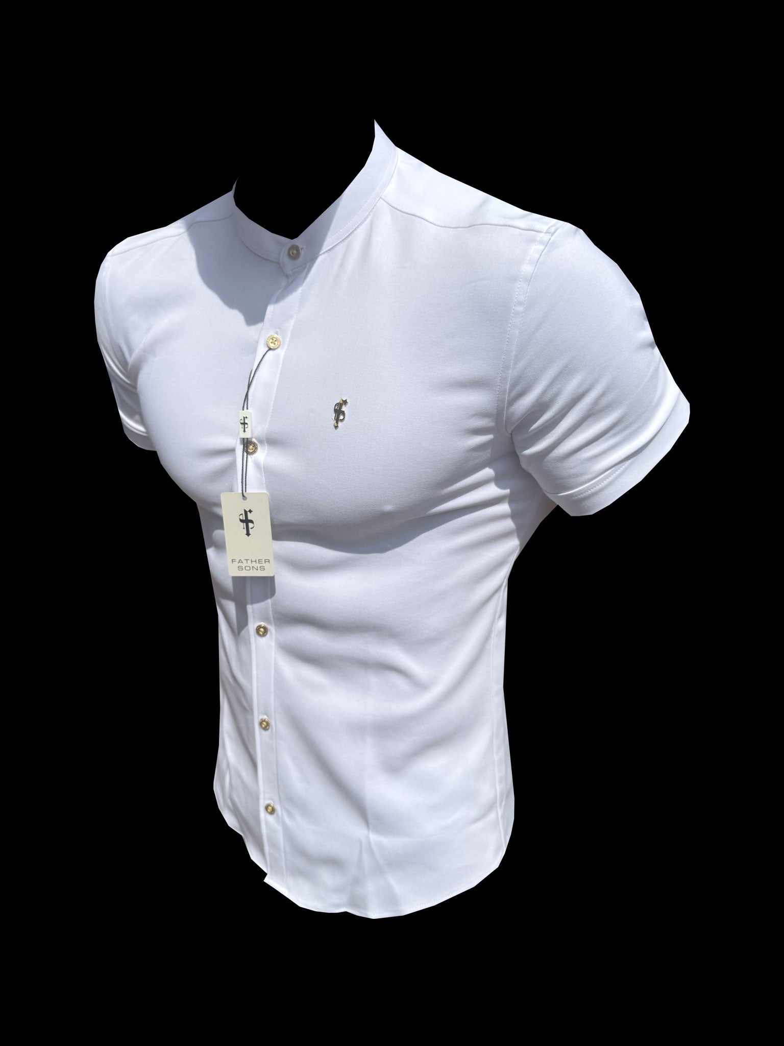 Super Slim SS White + Gold Scuba with Grandad Collar - FS1194