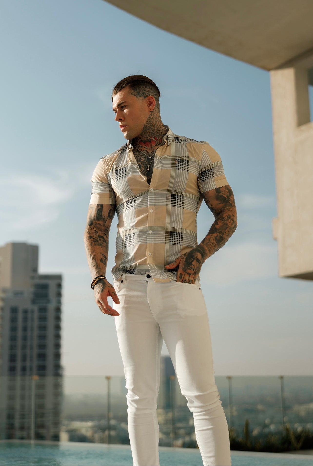 Slim Stretch White Sateen Trousers - FSH529