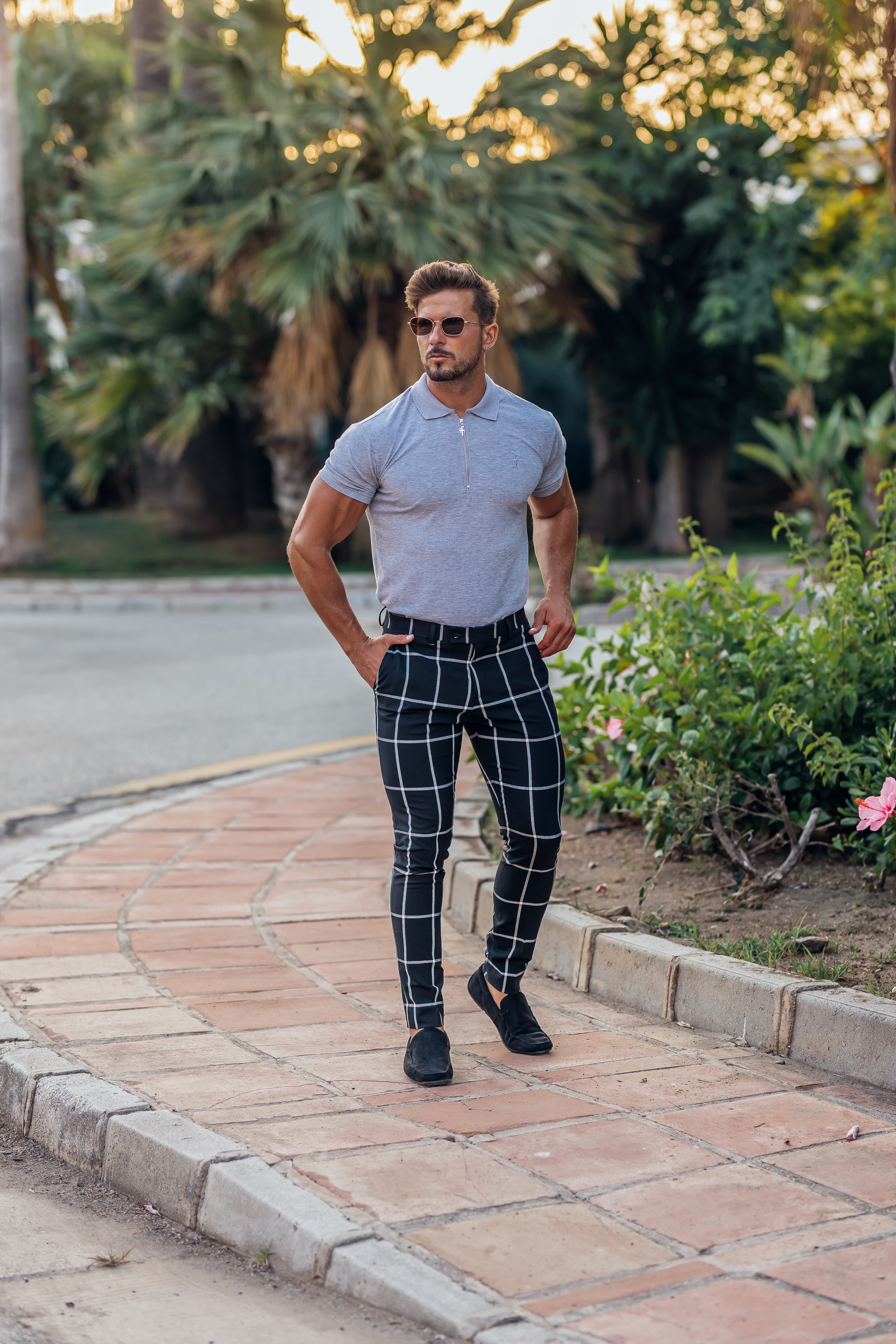 Classic Light Grey and Silver Zipped Polo Shirt - FSH813