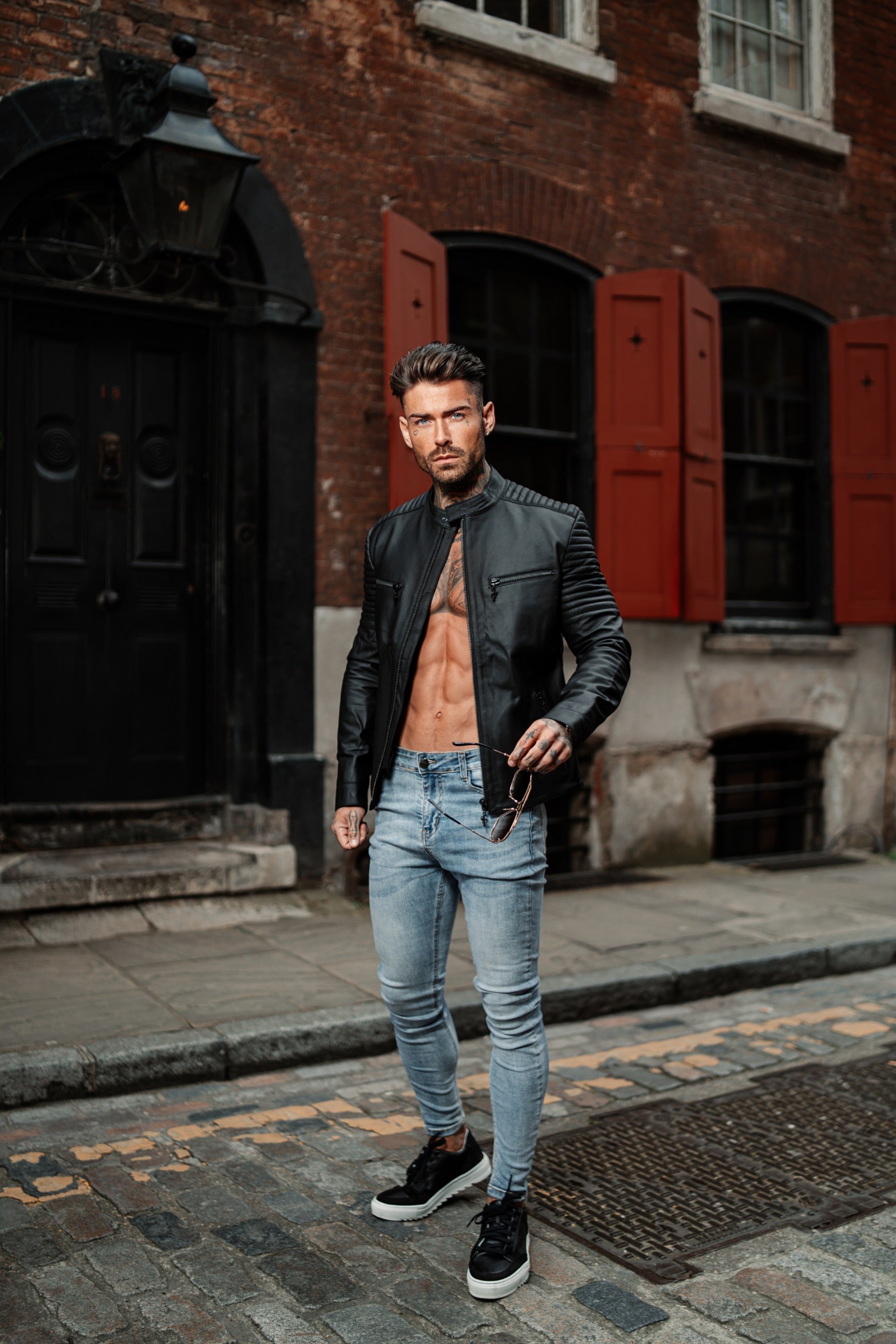 Black Bomber Leather Jacket - FSH198