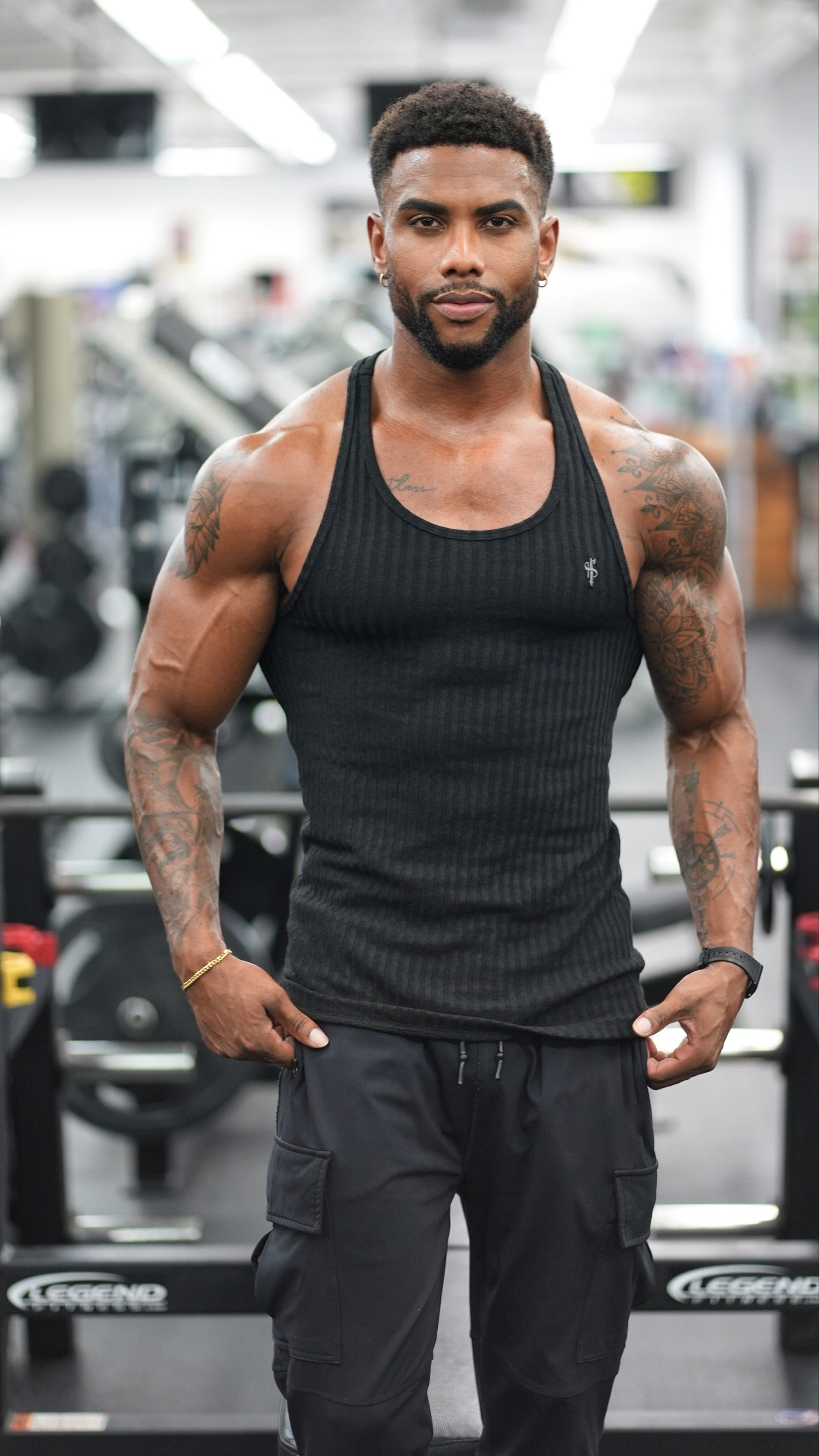 Classic Black Ribbed Knit Super Slim Vest - FSH413