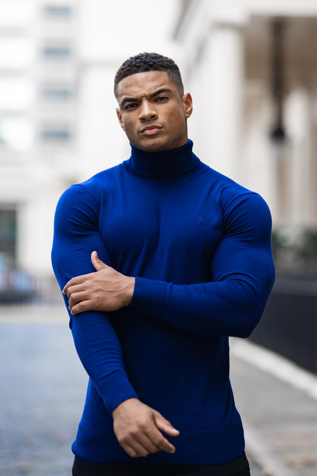 Classic Grey Roll Neck Knitted Jumper (Grey Emblem) - Emb