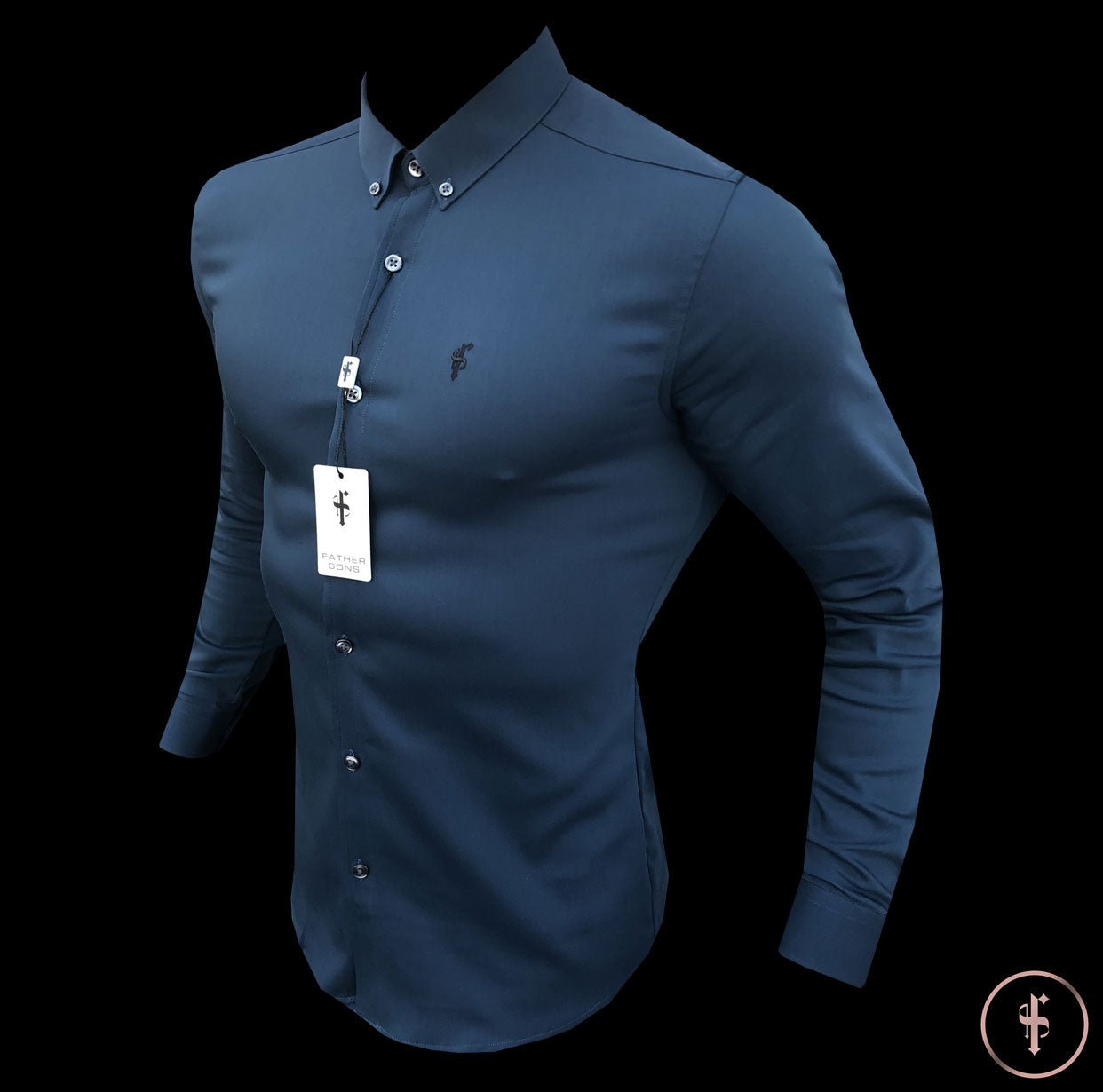 Super Slim Ultra Stretch Classic Teal (Charcoal Buttons) -  FS484