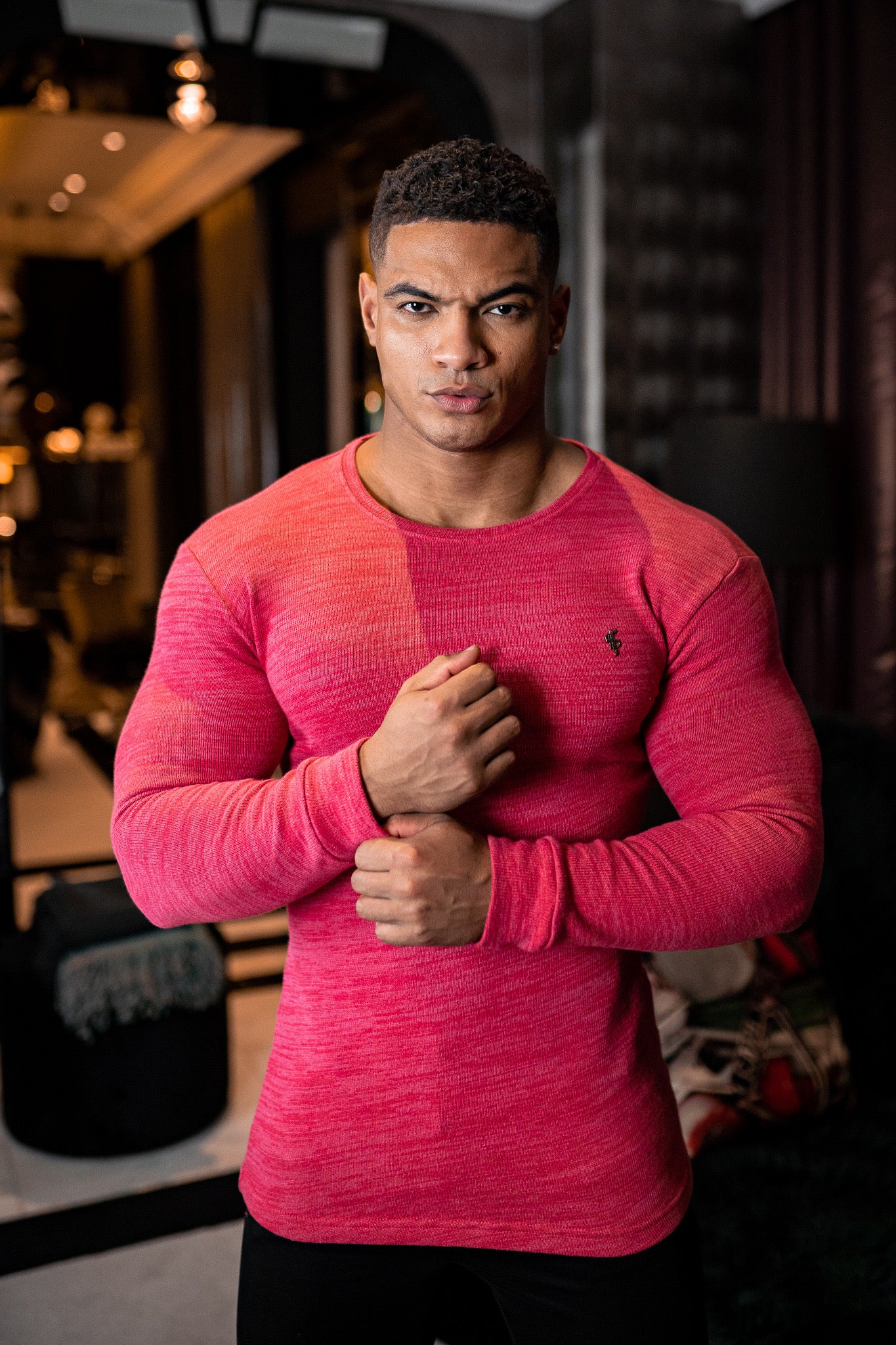 Classic Red Marl Super Slim Jumper - FSH231