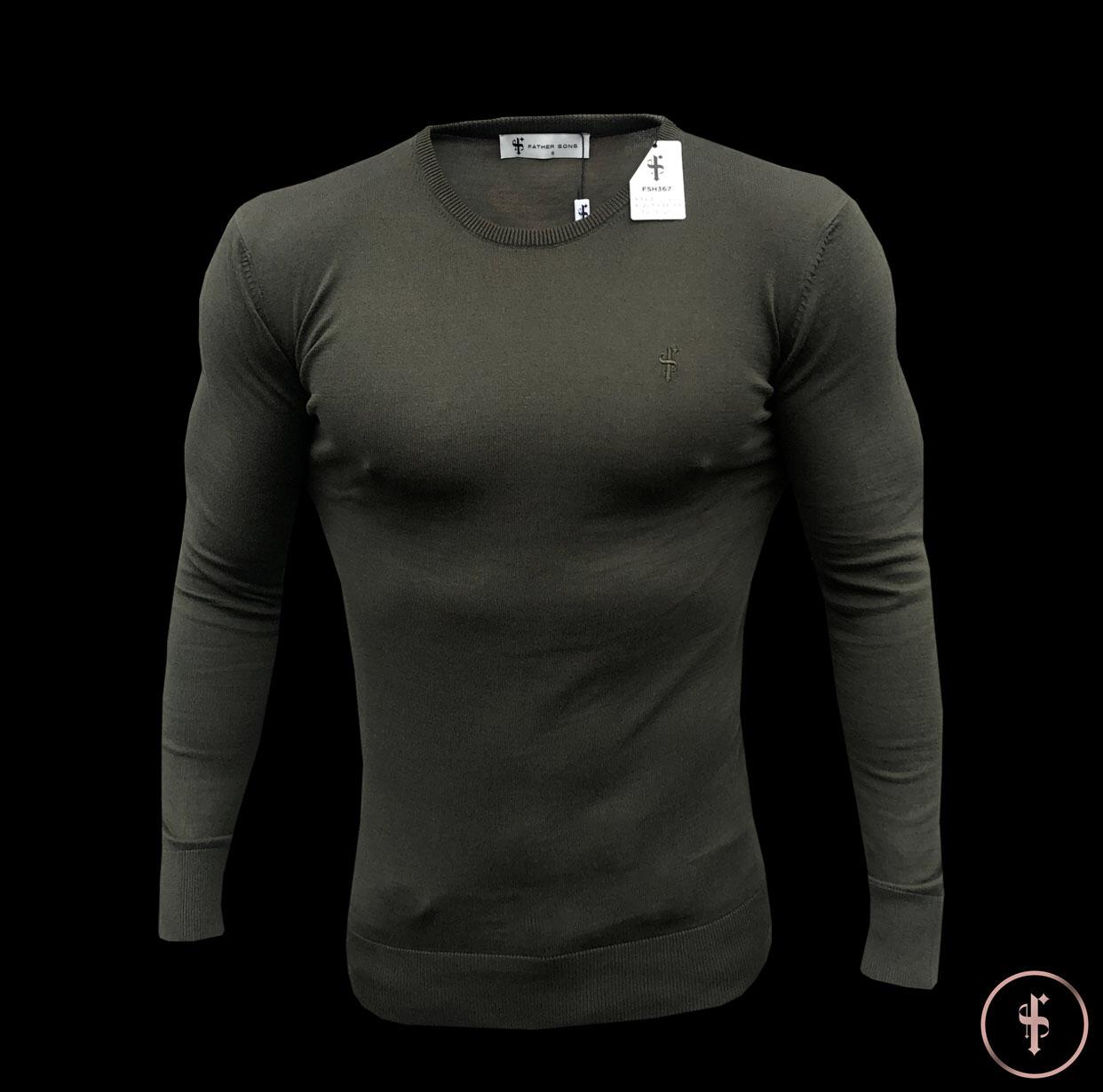 Classic Khaki Crew Neck Knitted Jumper (Khaki Emblem) - FSH367